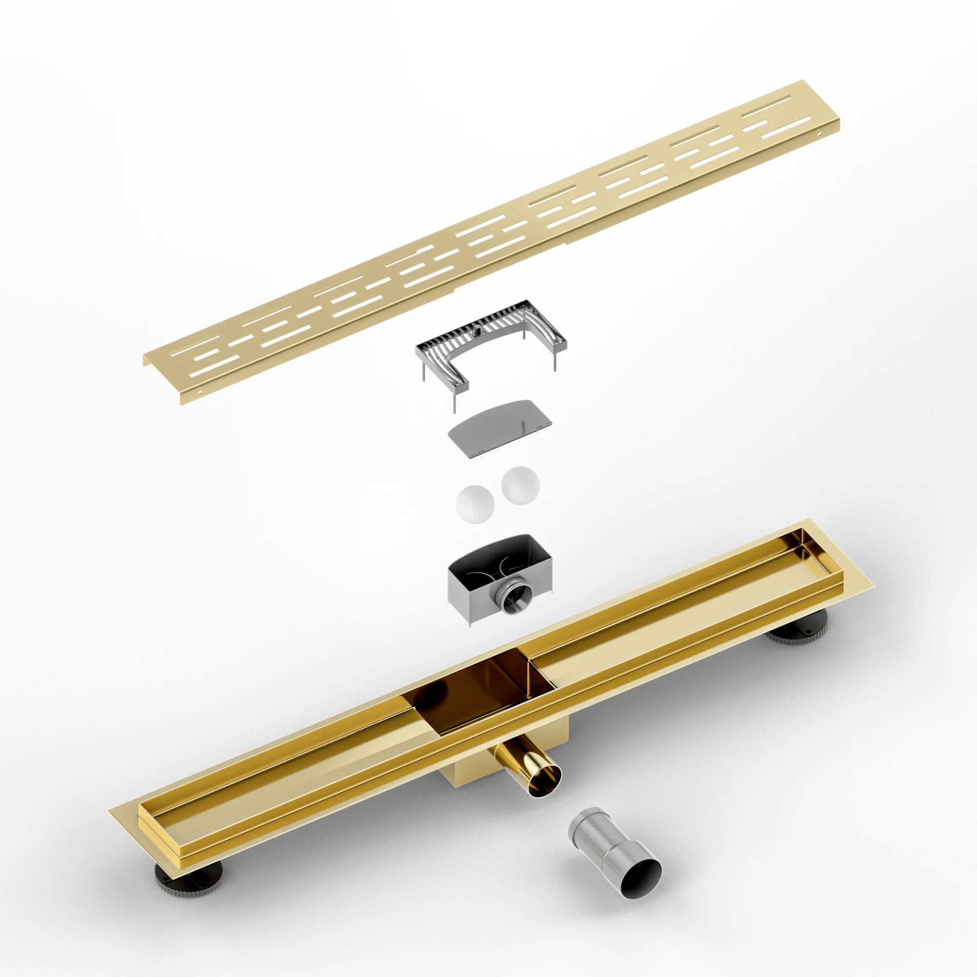 Douchegoot - 70cm - Goud - Standaard rooster - RVS - Met Flens