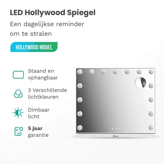 Hollywood Spiegel - 58x48cm - Wit