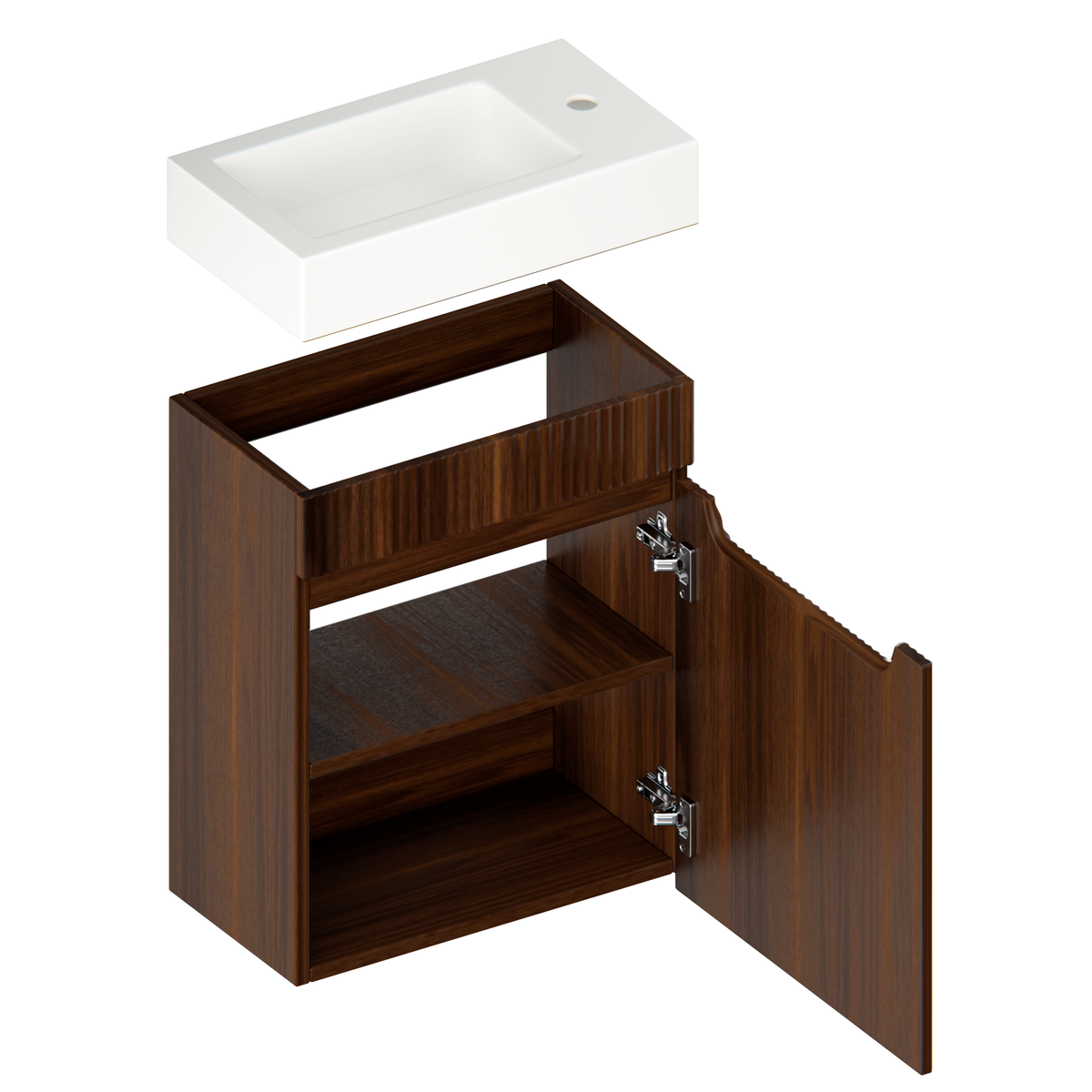 Toiletkastset Vivo - 40cm - Walnoot - Wastafel Wit
