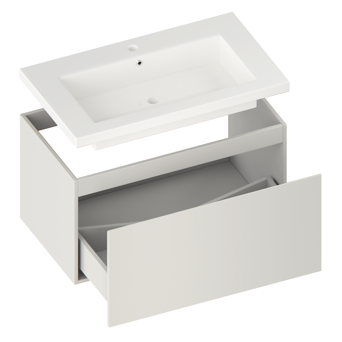 Badkamermeubelset Sova - 80cm - Taupe - Wastafel Wit