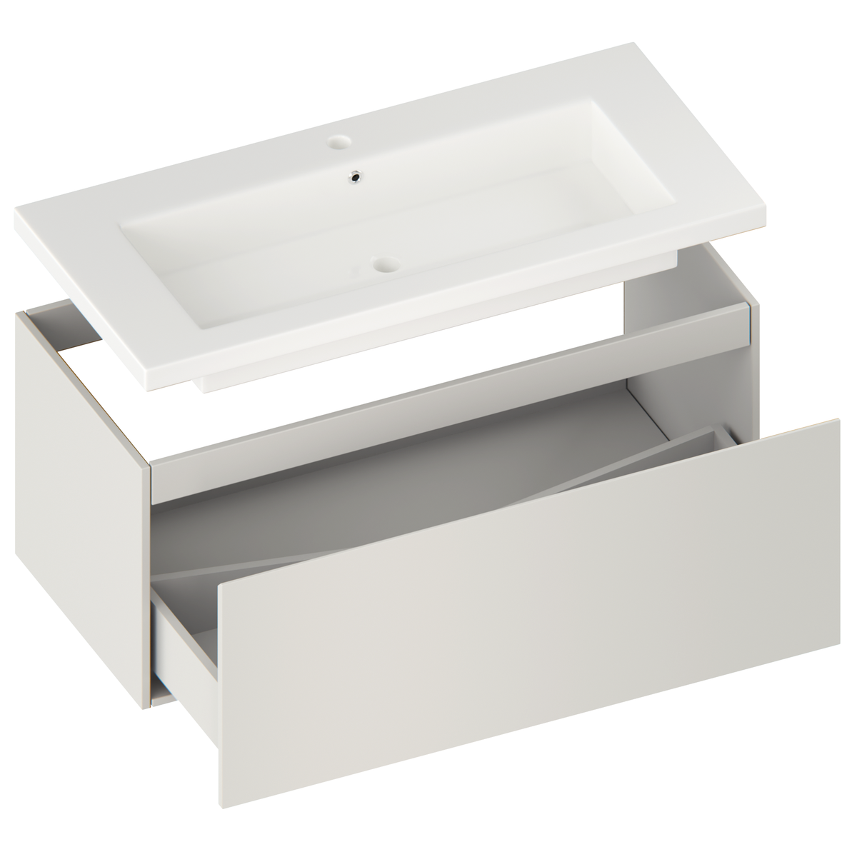Badkamermeubelset Sena - 100cm - Taupe - Wastafel Wit