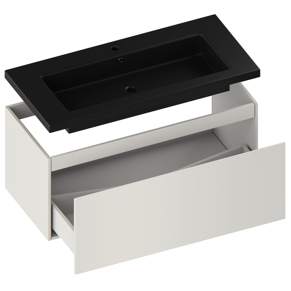 Badkamermeubelset Sena - 100cm - Taupe - Wastafel Zwart