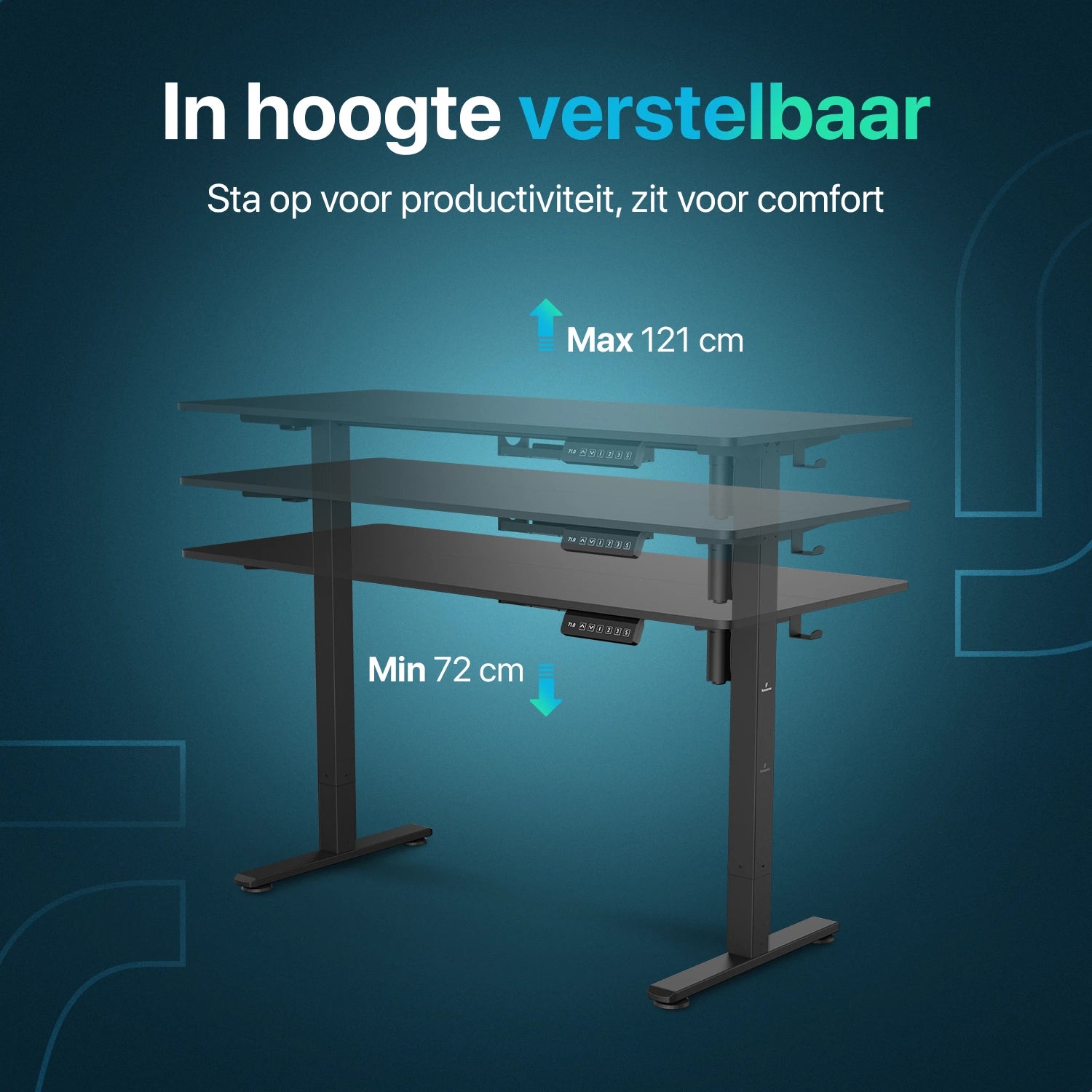 Flowsense Zit Sta Bureau - Verstelbaar Elektrisch Bureau - 120 x 60 cm