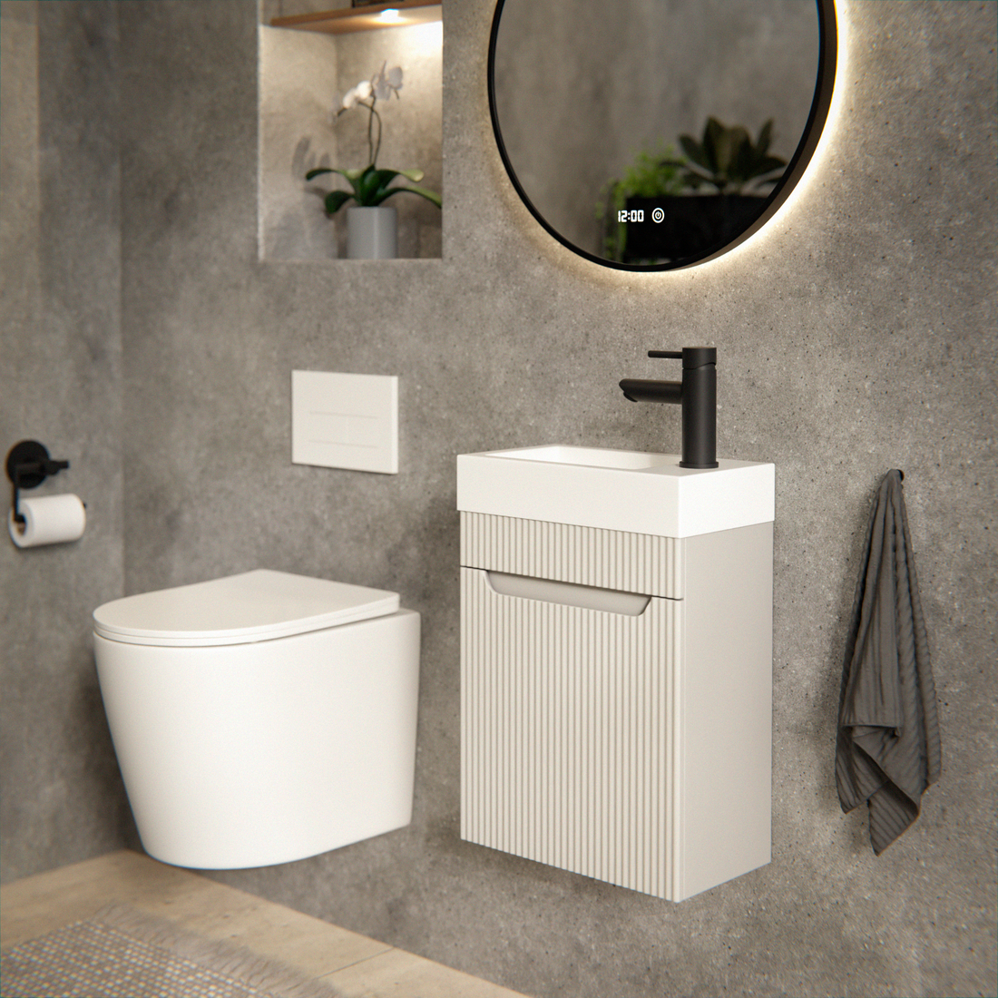 Toiletmeubel - Vivo - 40cm - Taupe - Wastafel Wit