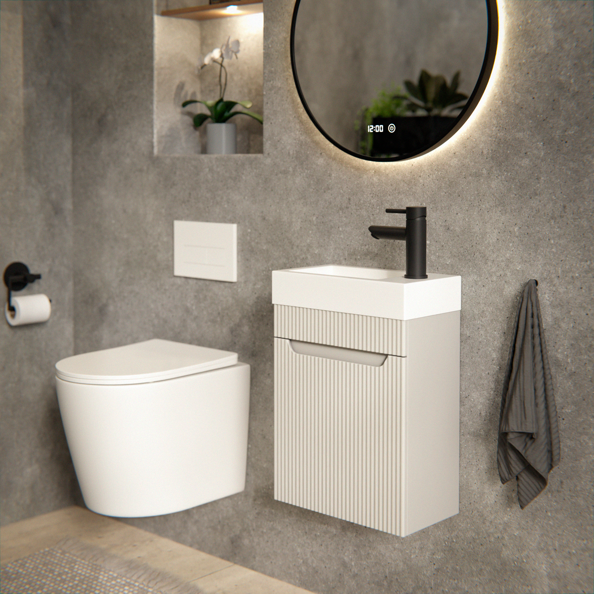 Toiletkastset Vivo - 40cm - Taupe - Wastafel Wit
