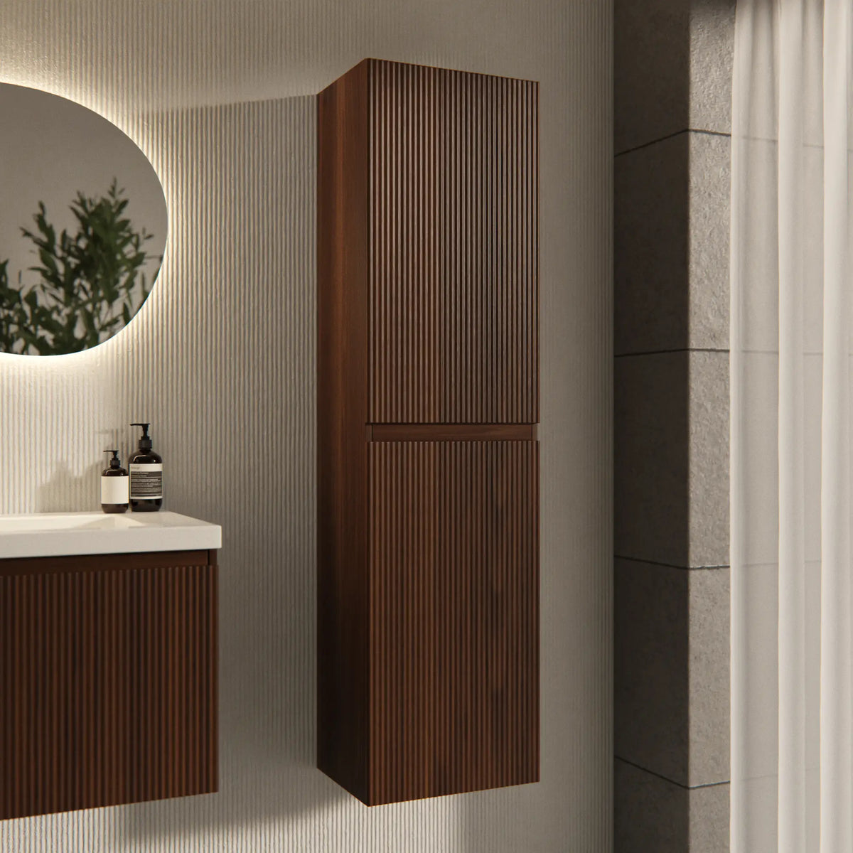 Kolomkast Ruvo - 150cm - Walnoot met ribbel