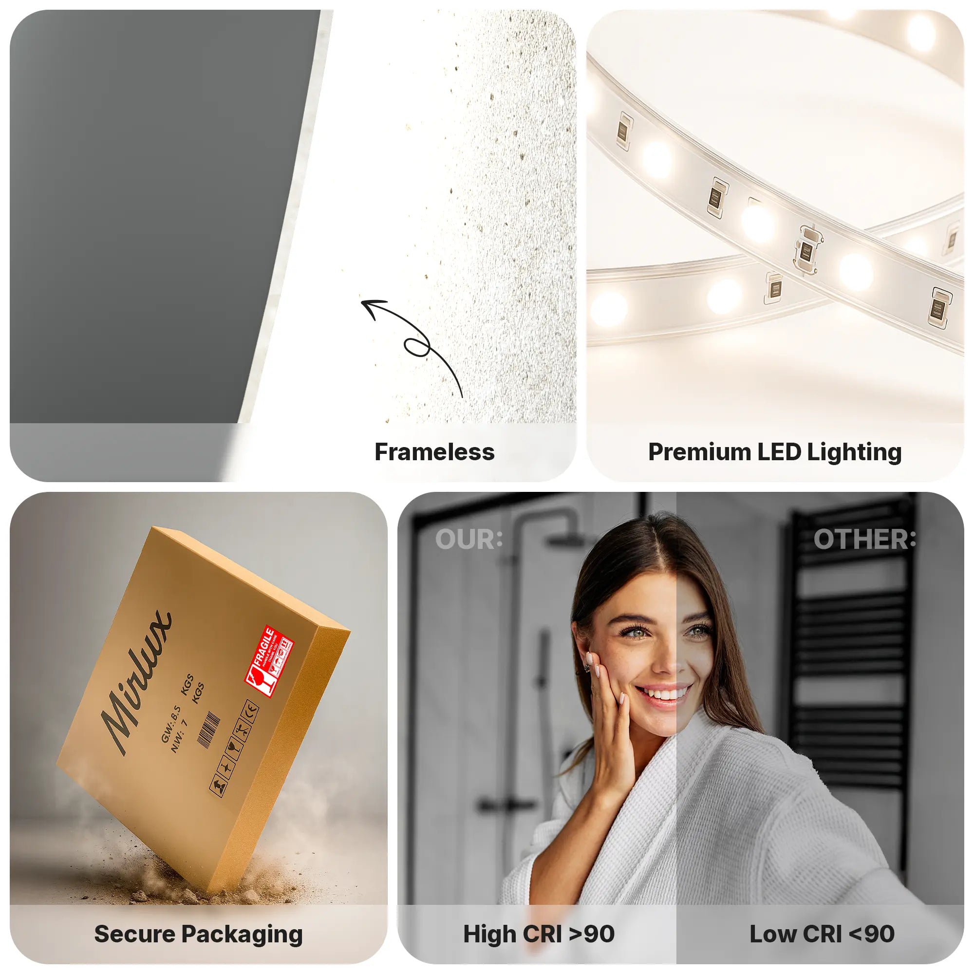 Badkamerspiegel - 60cm - Frameloos