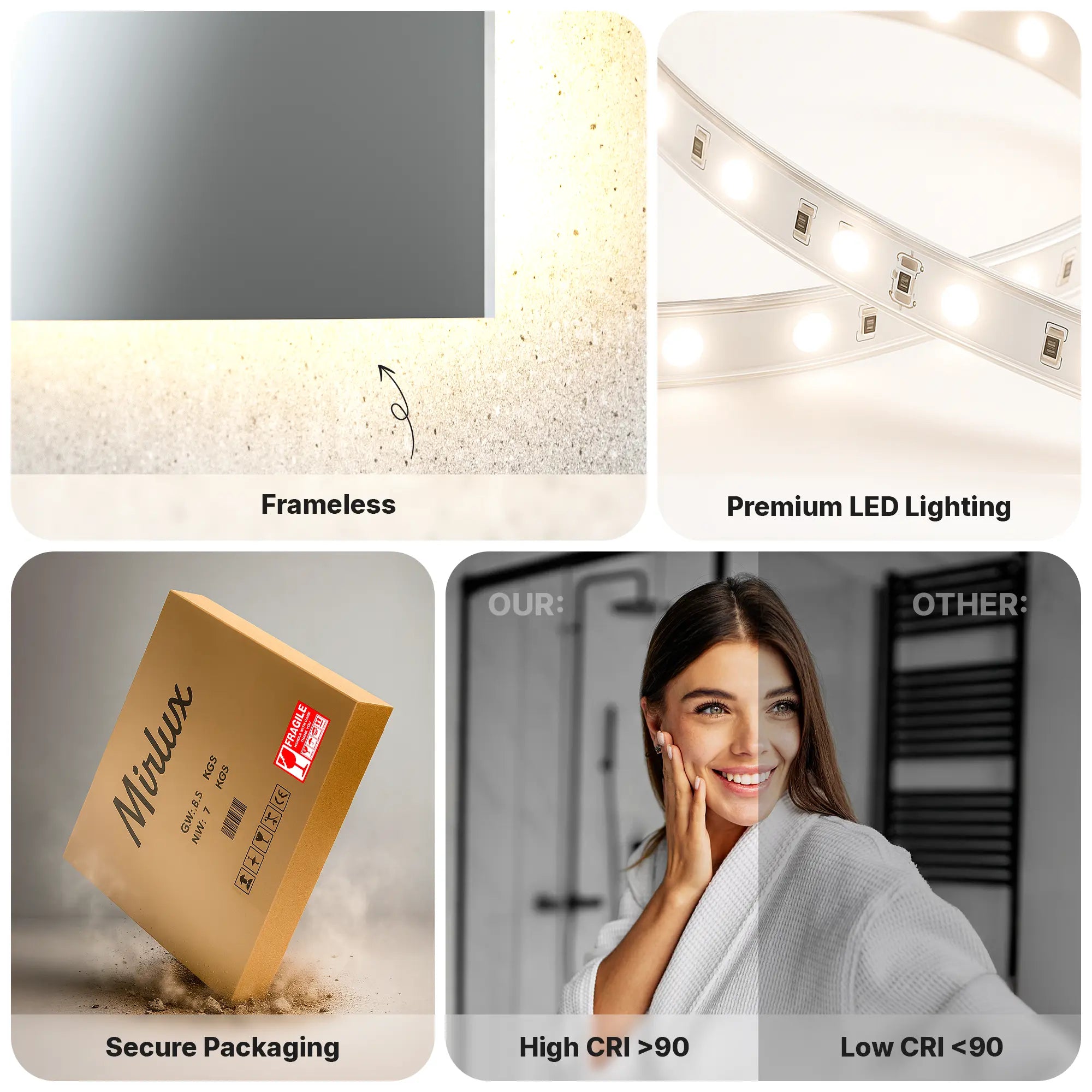 Badkamerspiegel - 120x80cm - Frameloos