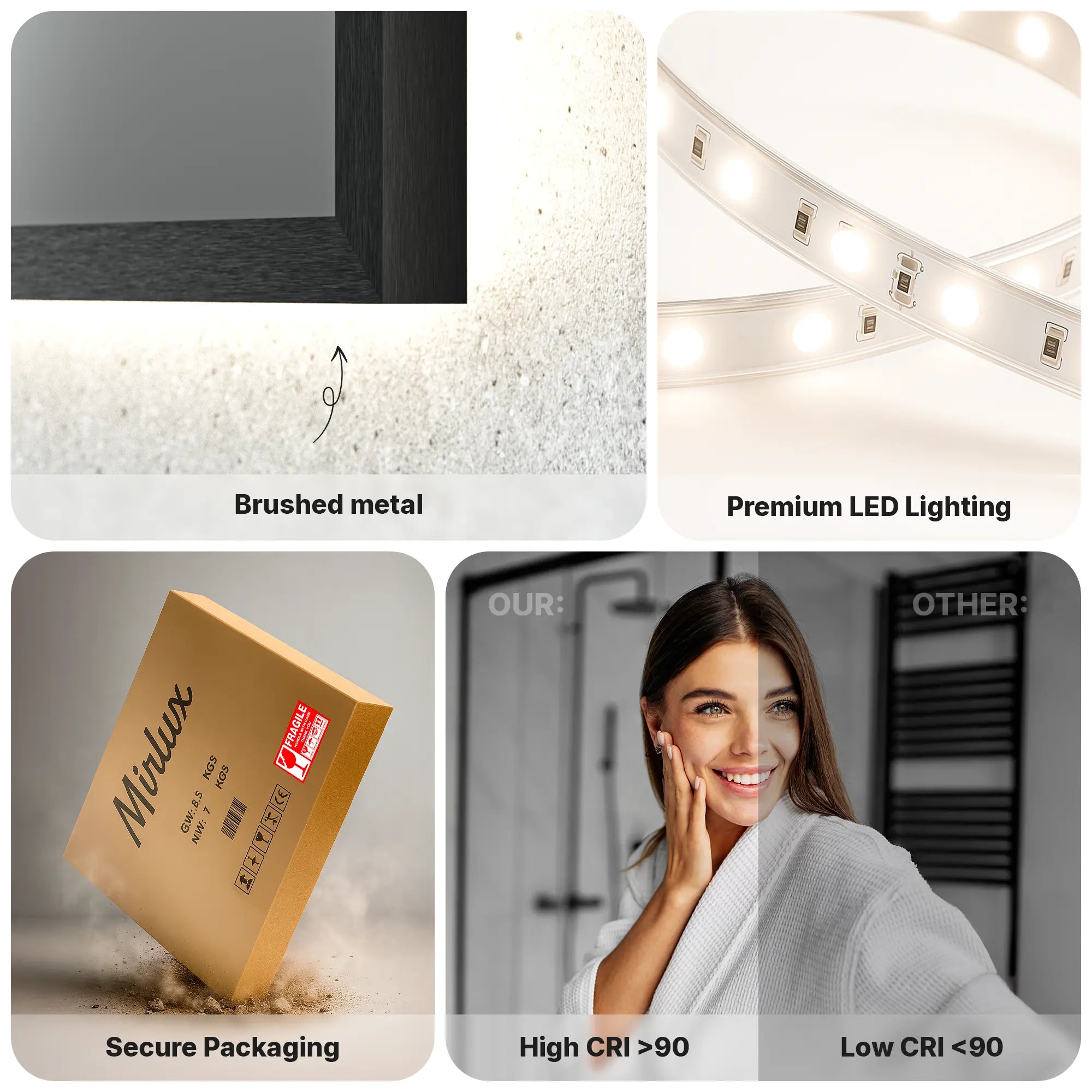 Badkamerspiegel - 80x60cm - Zwart Frame