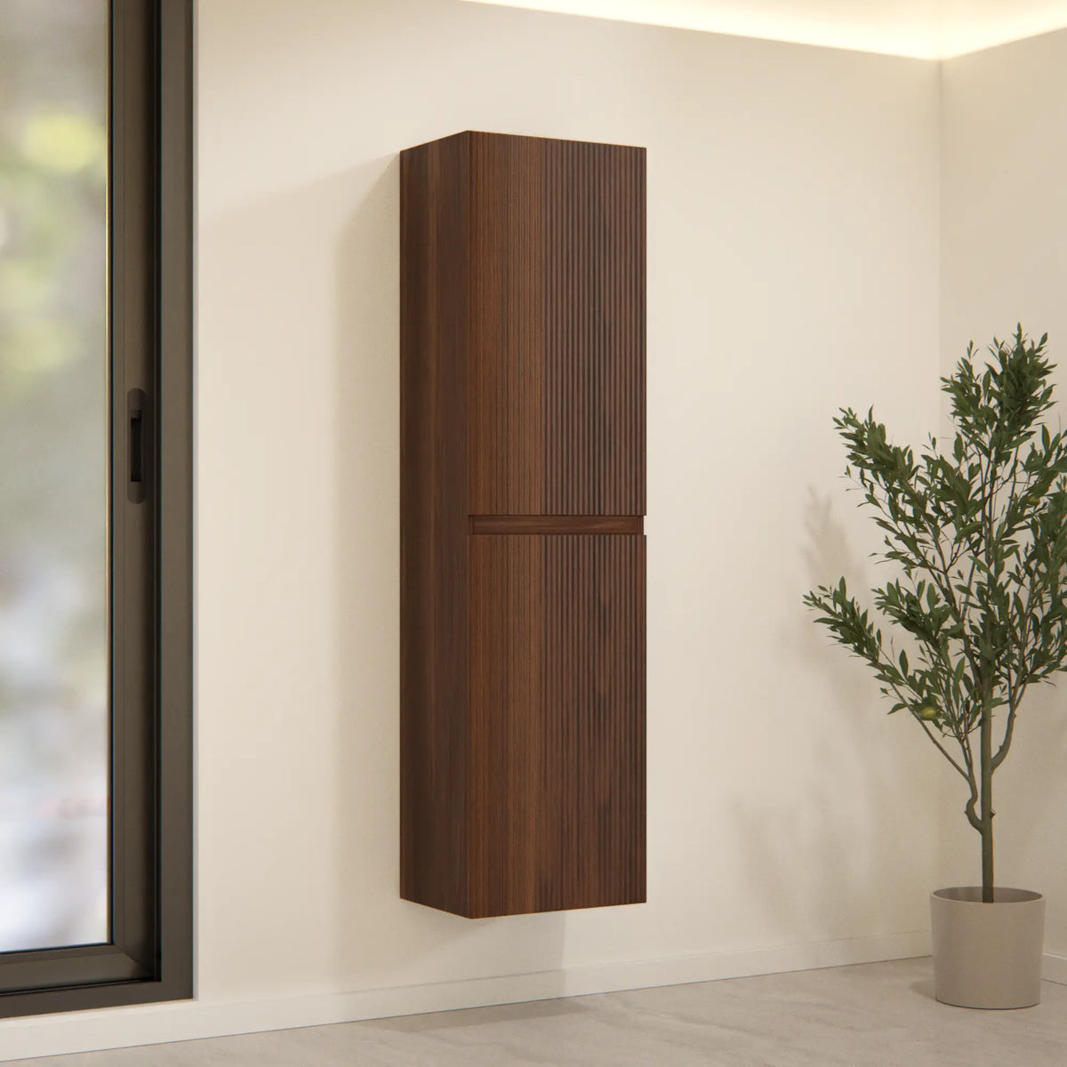 Kolomkast Ruvo - 150cm - Walnoot met ribbel