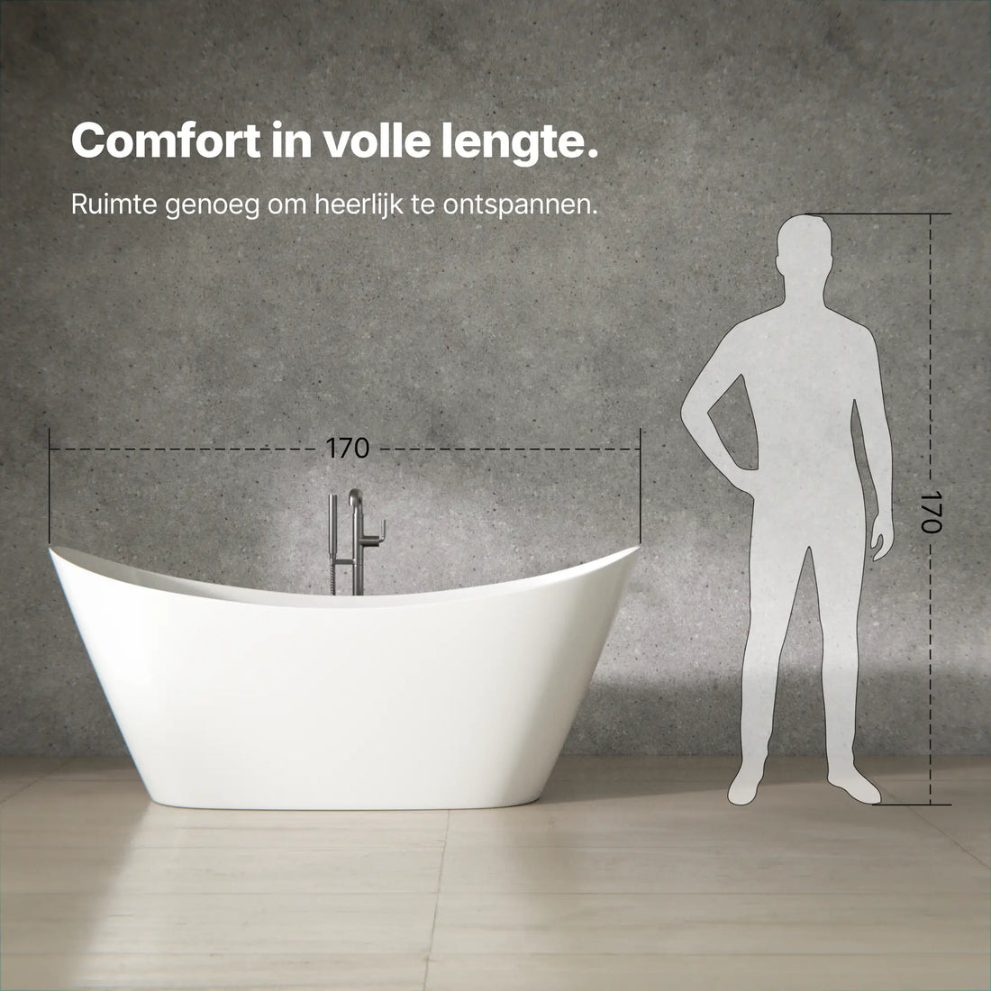 Vrijstaand bad Rhea - 170x75x73cm - Wit