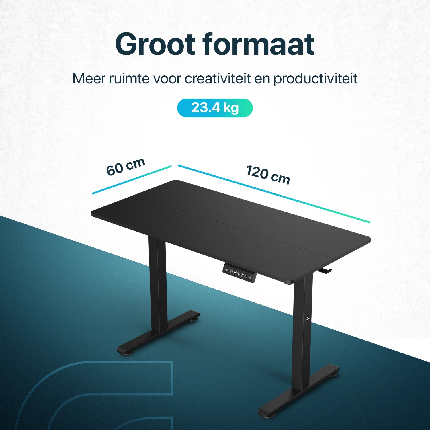 Flowsense Zit Sta Bureau - Verstelbaar Elektrisch Bureau - 120 x 60 cm