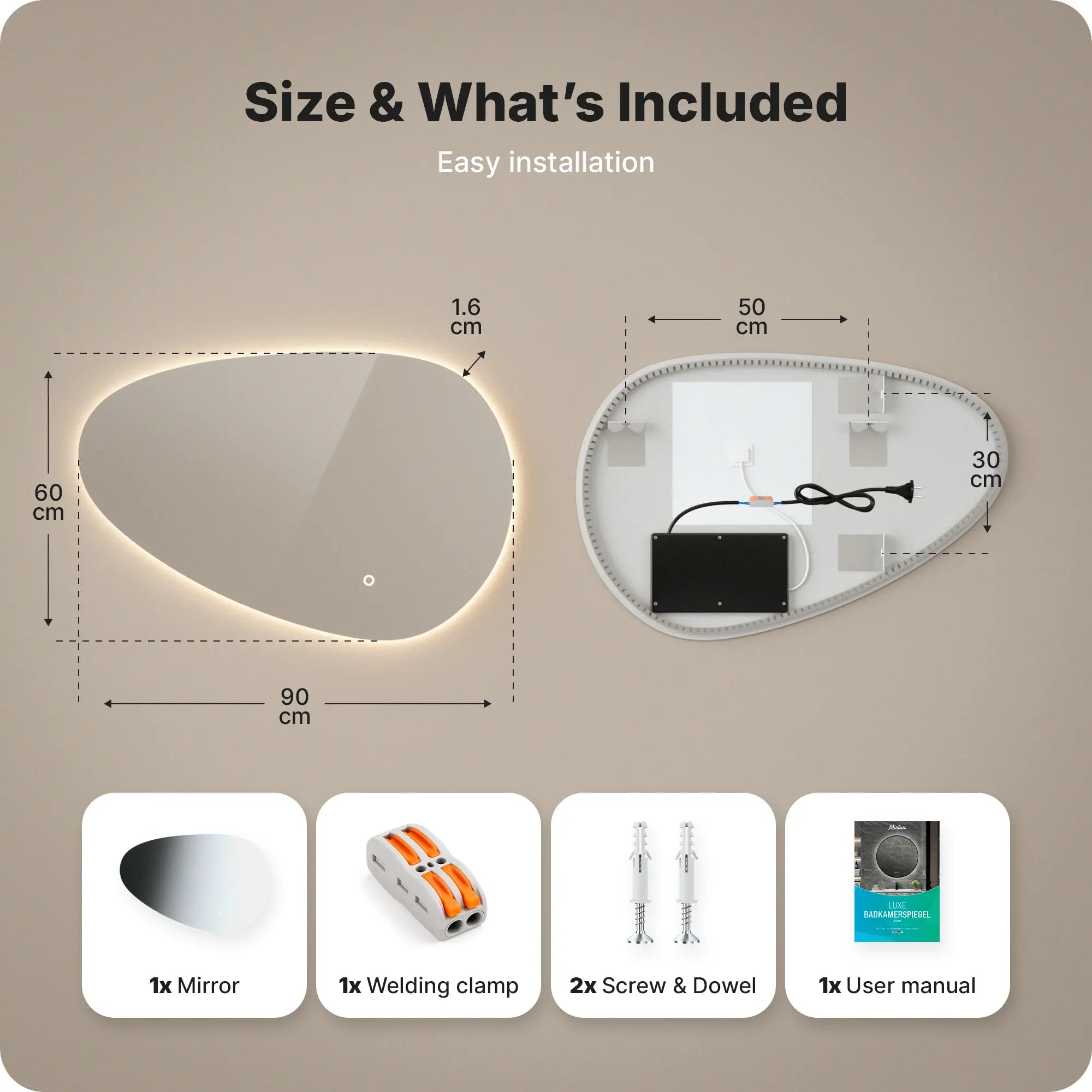Clevich Badkamerspiegel met verlichting, rond, 80 cm, led Clevich Badkamerspiegel met verlichting, rond, 80 cm, led