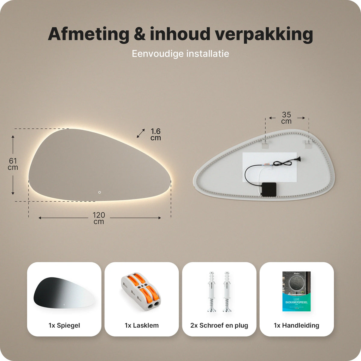 Badkamerspiegel 120x61 Asymmetric