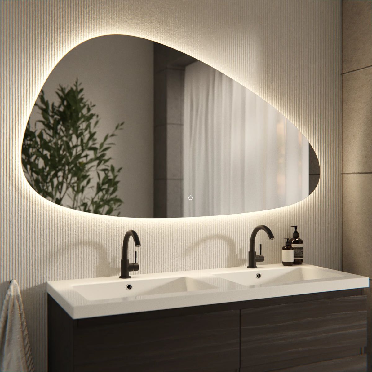 Badkamerspiegel  140x75 Asymmetric