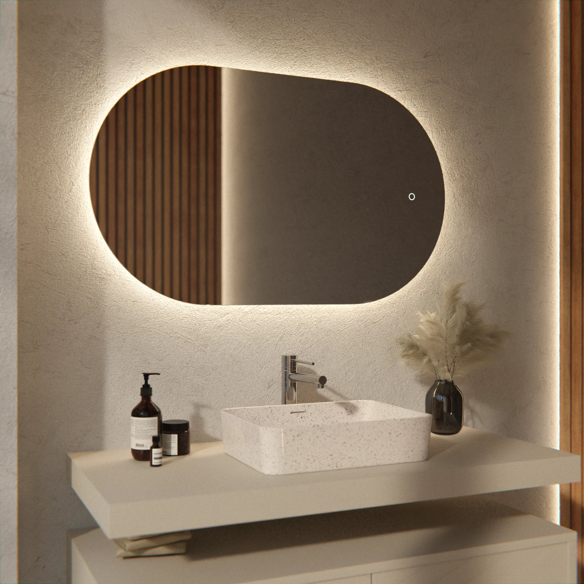 Badkamerspiegel 100x60 frameless Oval