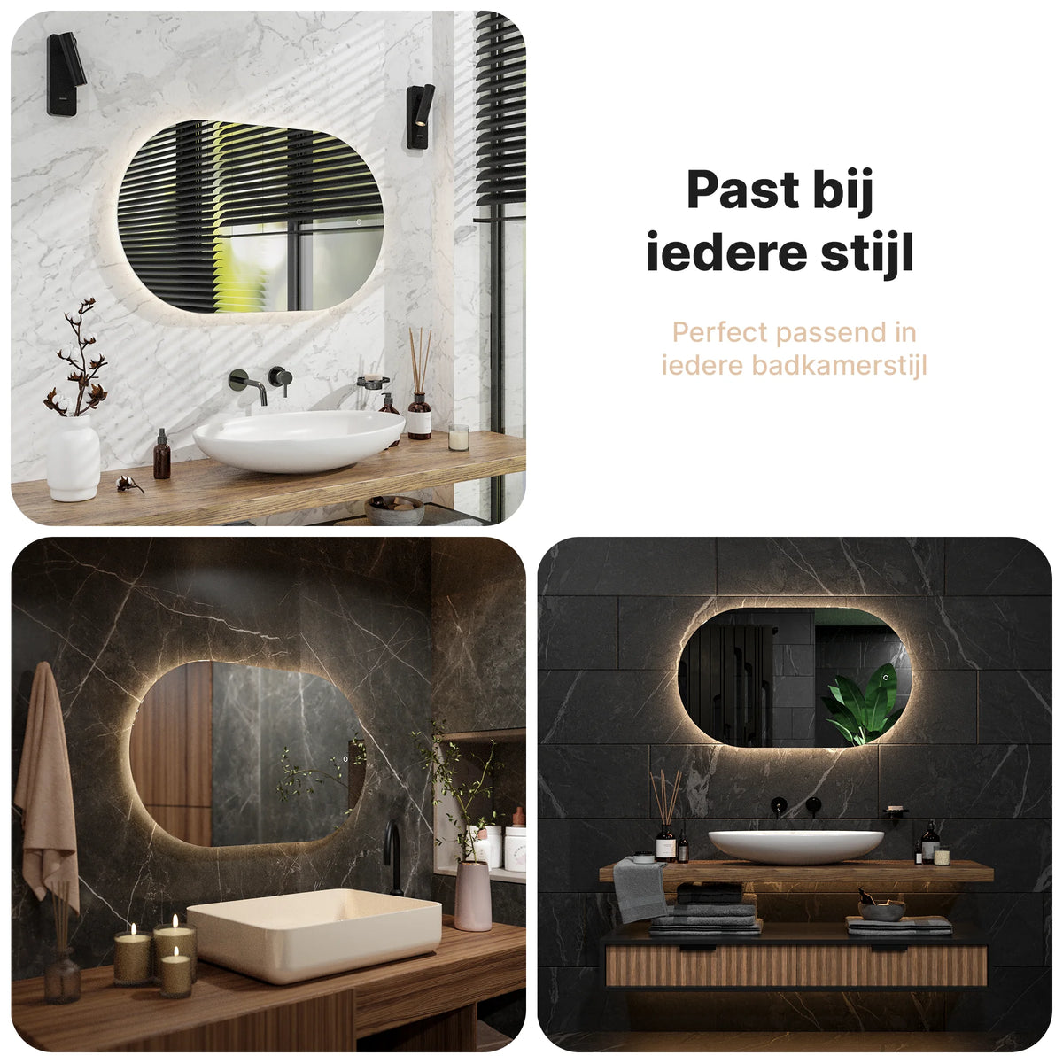 Badkamerspiegel 100x60 frameless Oval