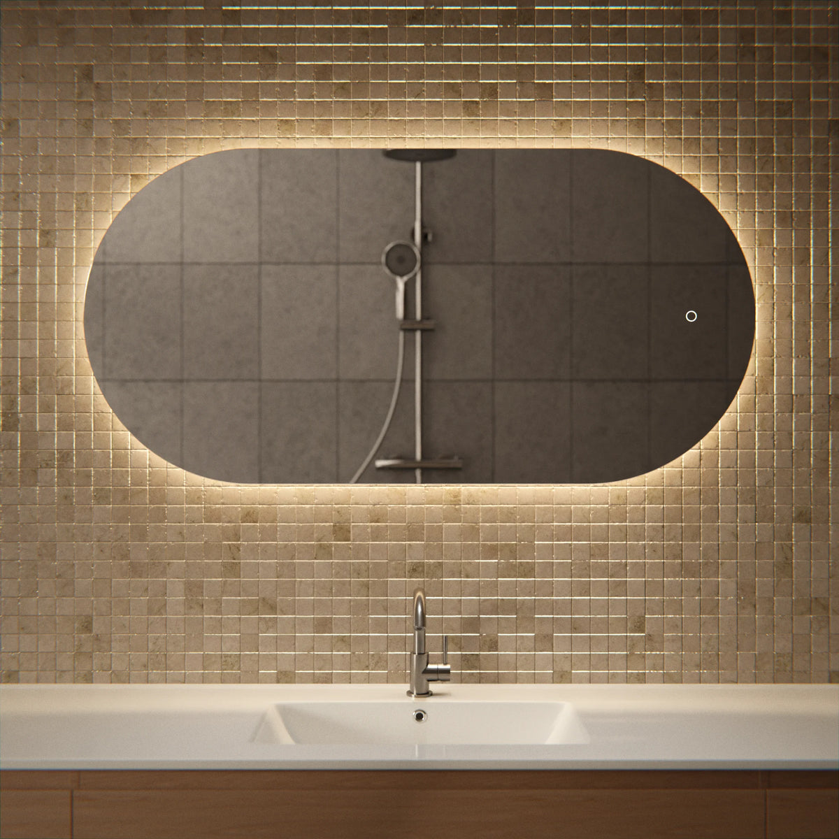 Badkamerspiegel 120x60 frameless Oval