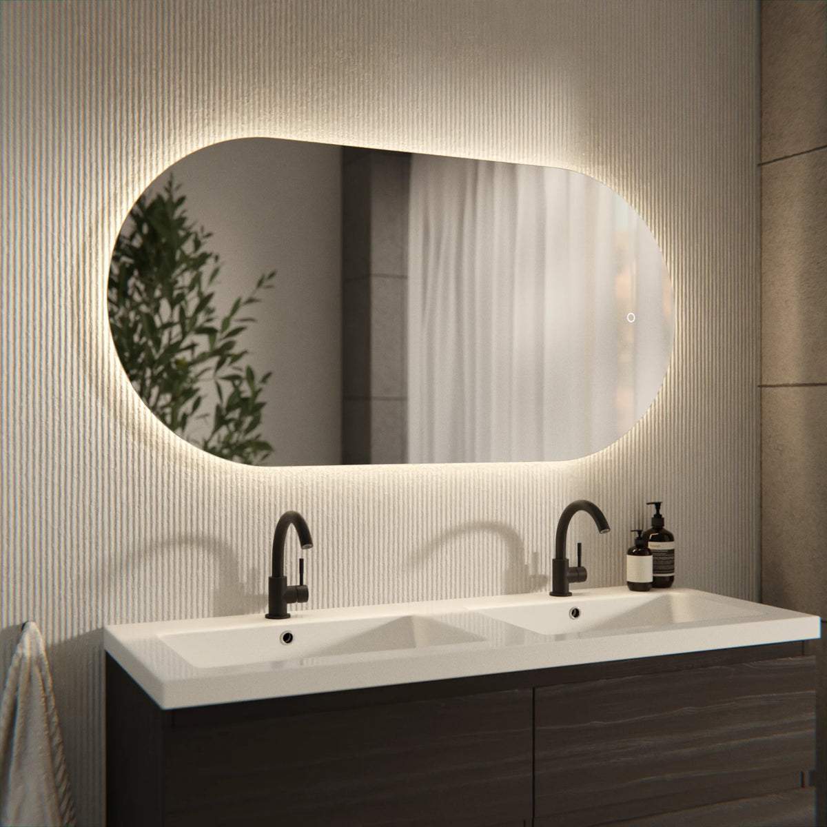 Badkamerspiegel 120x60 frameless Oval