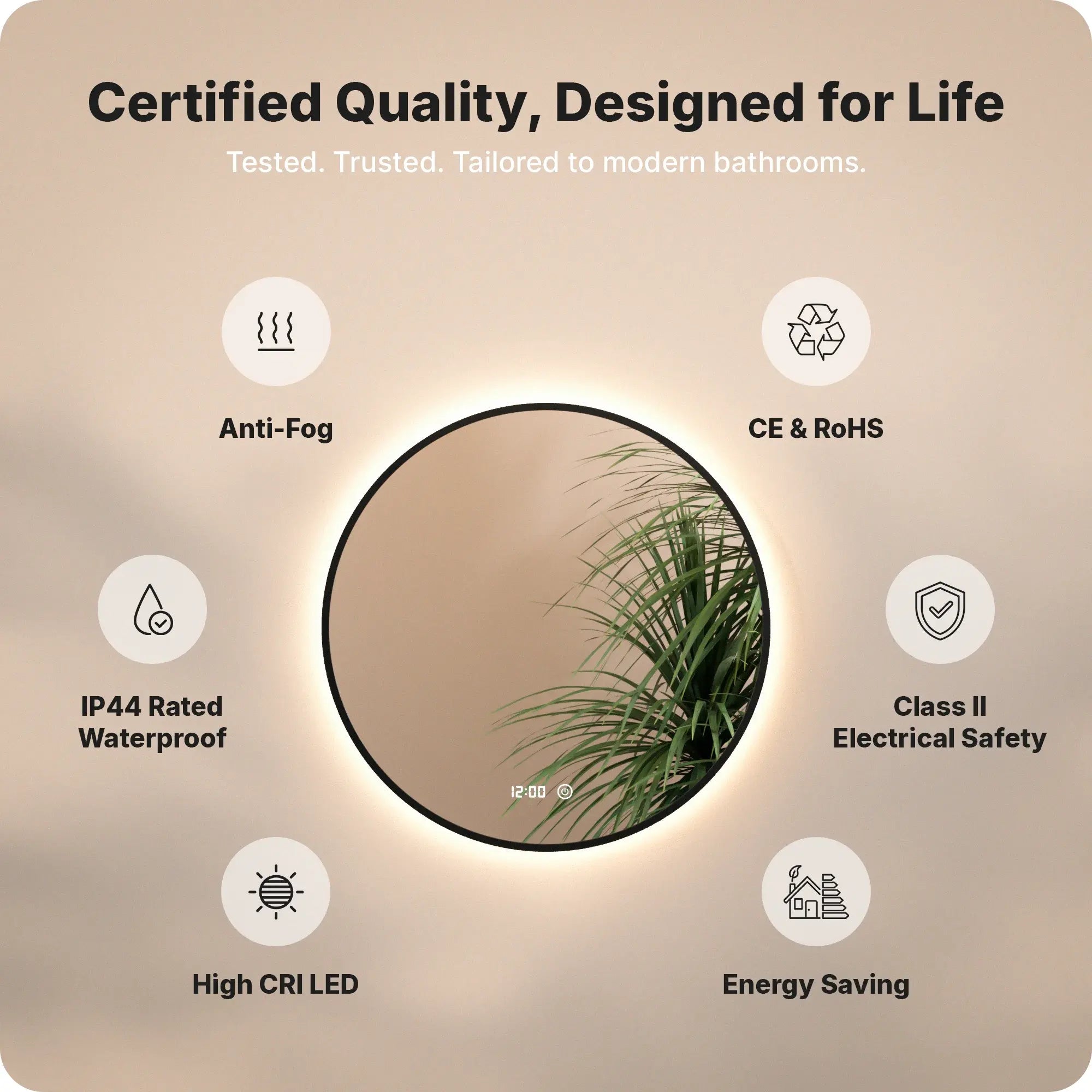 Badkamerspiegel - 100cm - Zwart Frame