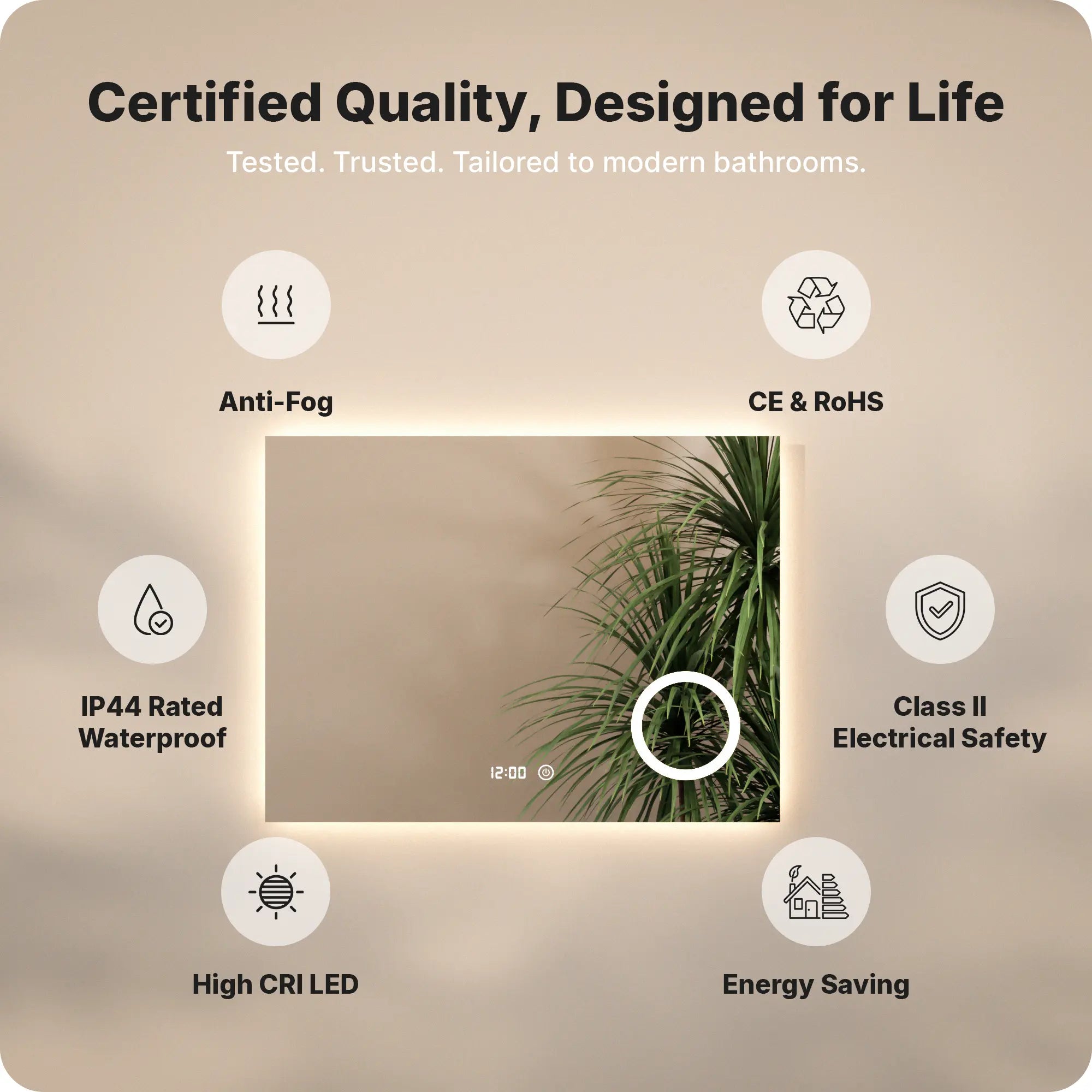 Badkamerspiegel - 120x80cm - Frameloos