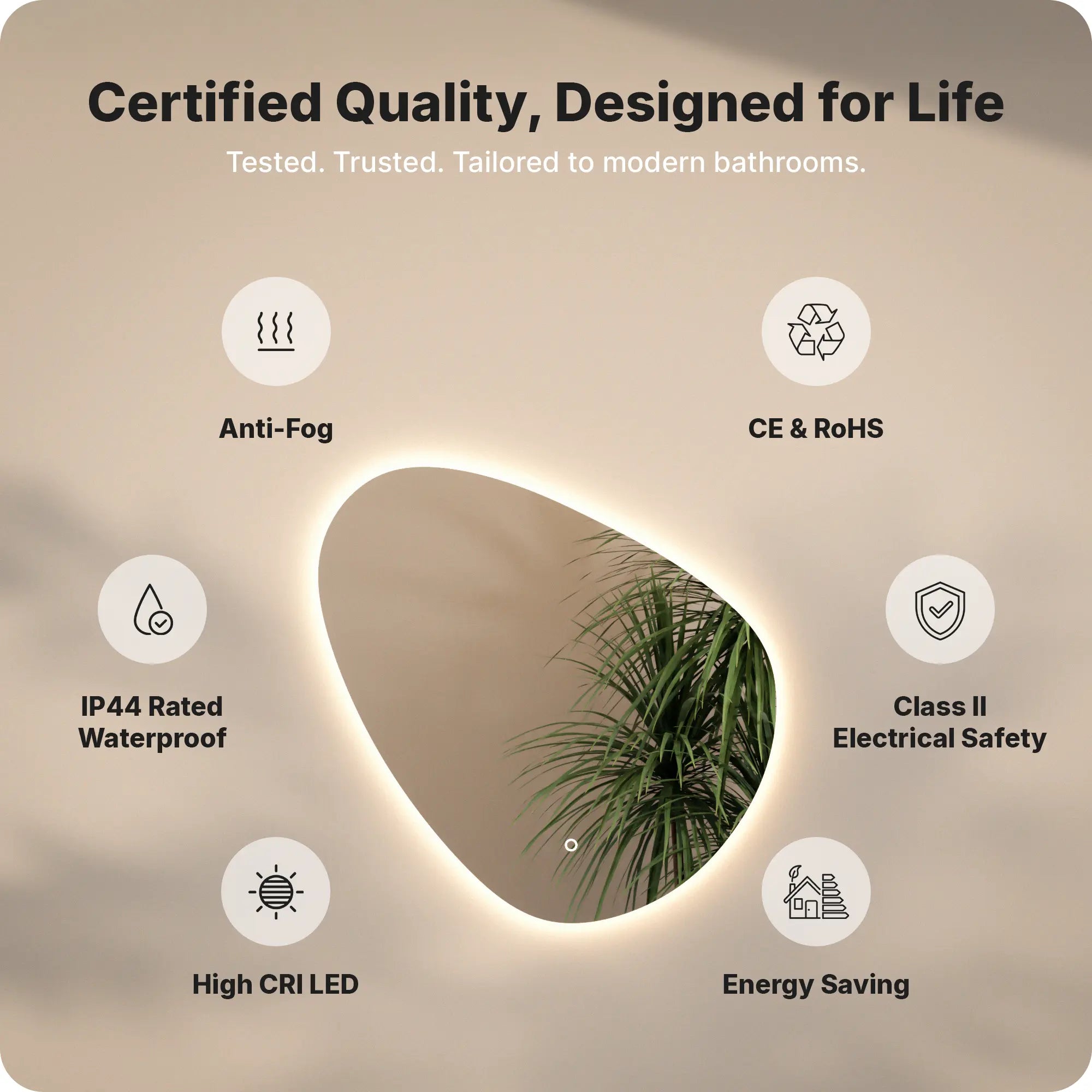 Badkamerspiegel - 100x62.5cm Asymmetrisch - Frameloos - PRE-ORDER