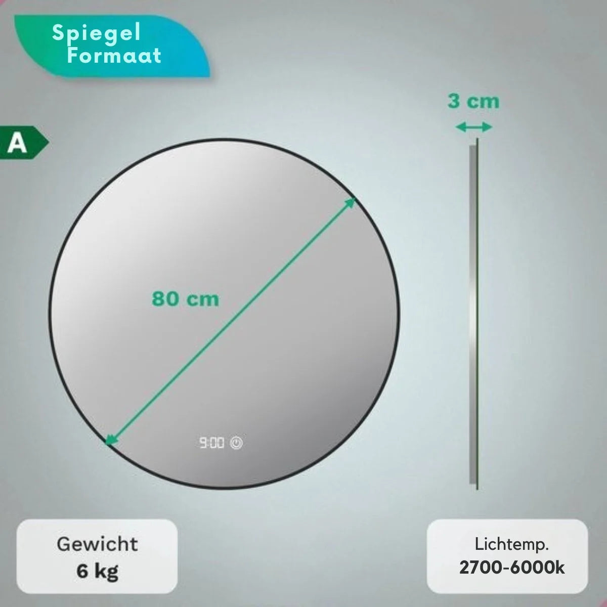 Badkamerspiegel - 80cm - Zwart Frame
