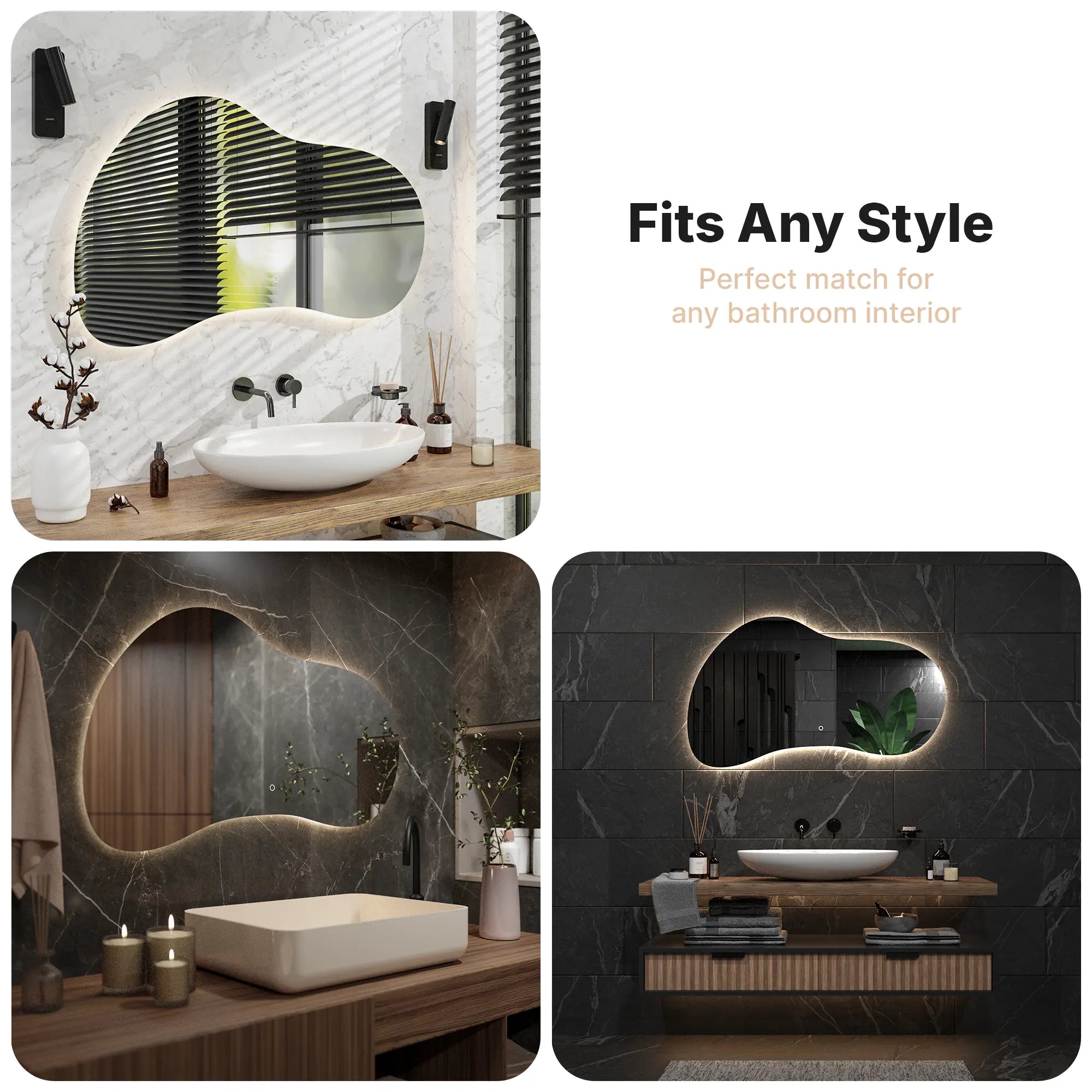 Badkamerspiegel - 120x70 - Asymmetrisch - Frameloos - PRE-ORDER