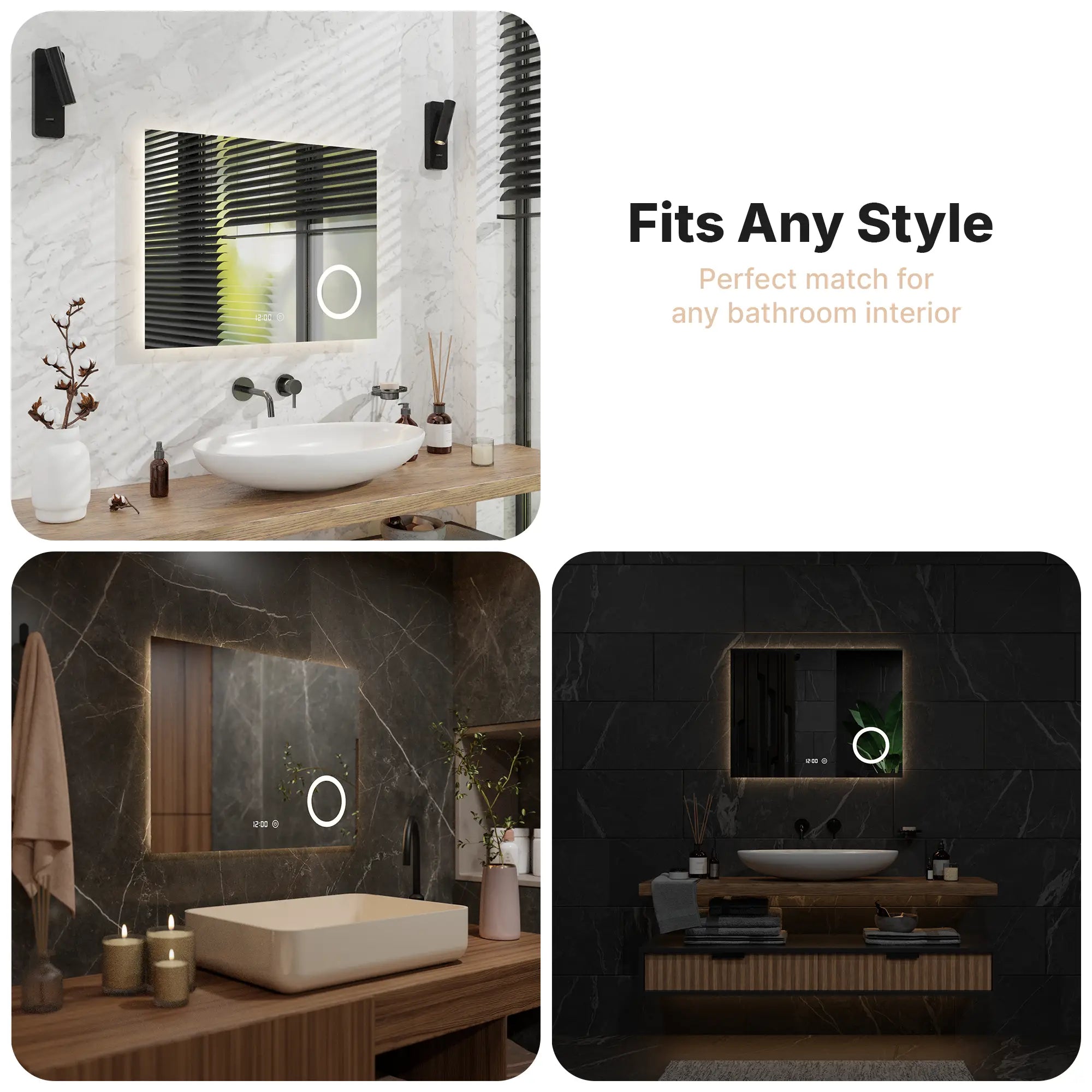 Badkamerspiegel - 80x60cm - Rechthoekig - Frameloos