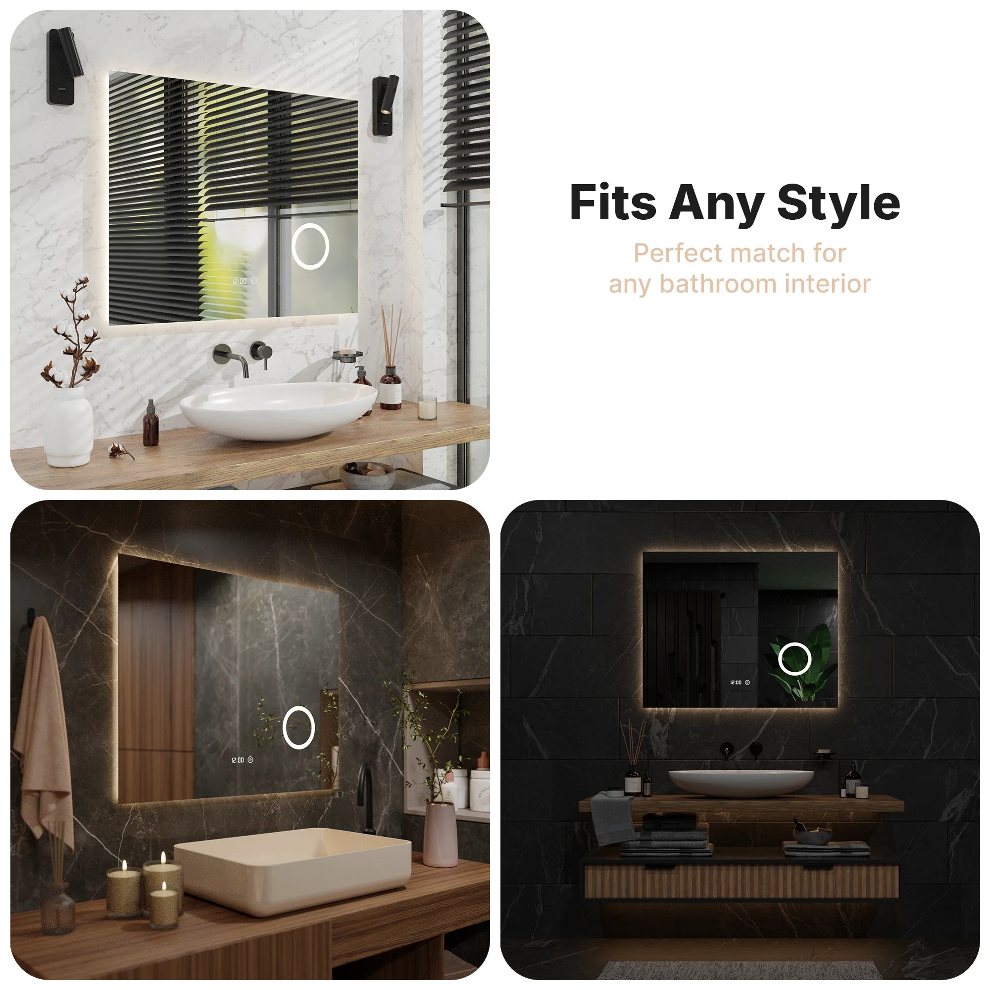 Badkamerspiegel - 100x80 cm - Frameloos