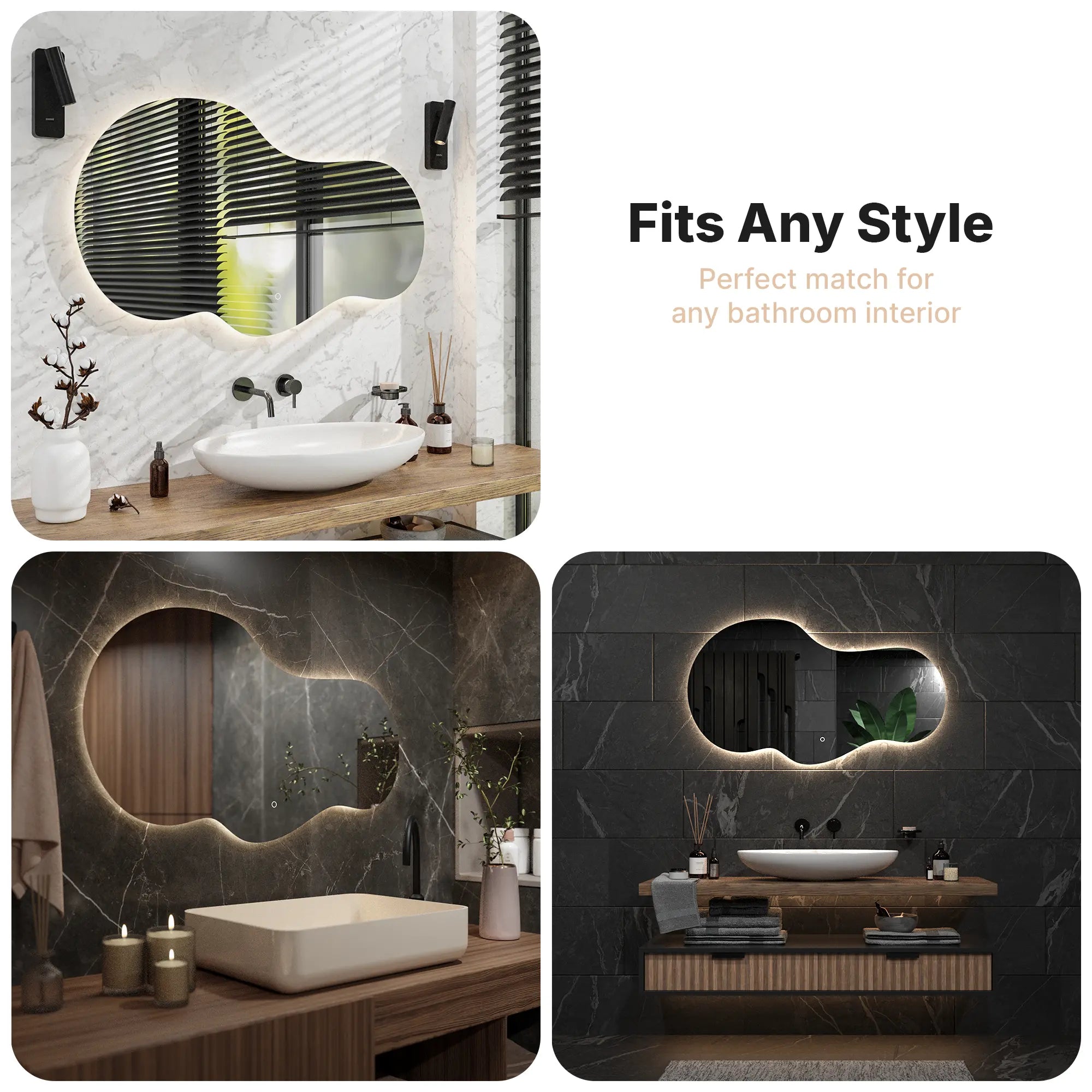 Badkamerspiegel - 120x70 - Asymmetrisch - Frameloos - PRE-ORDER