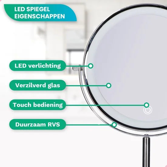 Schminkspiegel – wiederaufladbar – Chrom