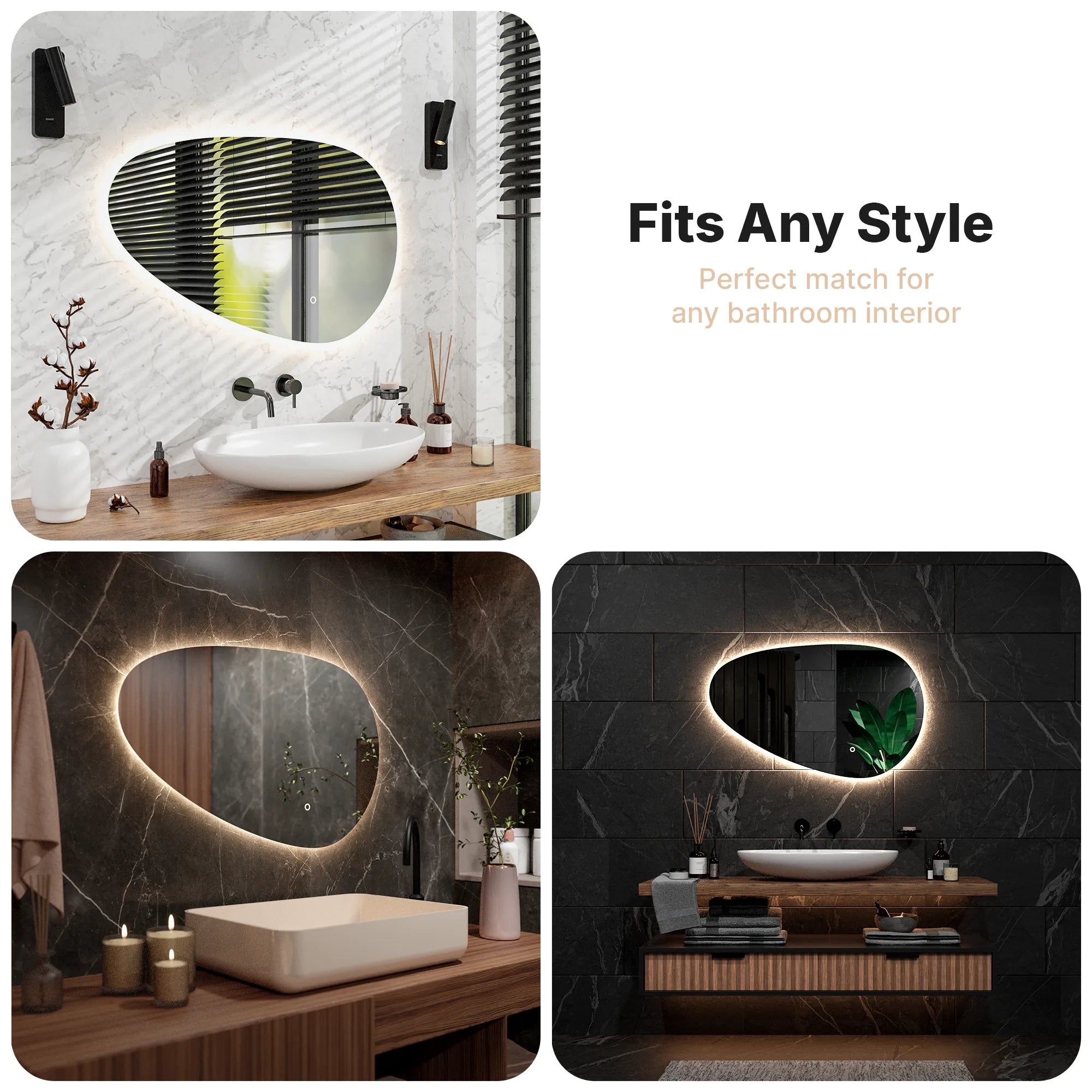 Badkamerspiegel - 100x62.5cm Asymmetrisch - Frameloos - PRE-ORDER