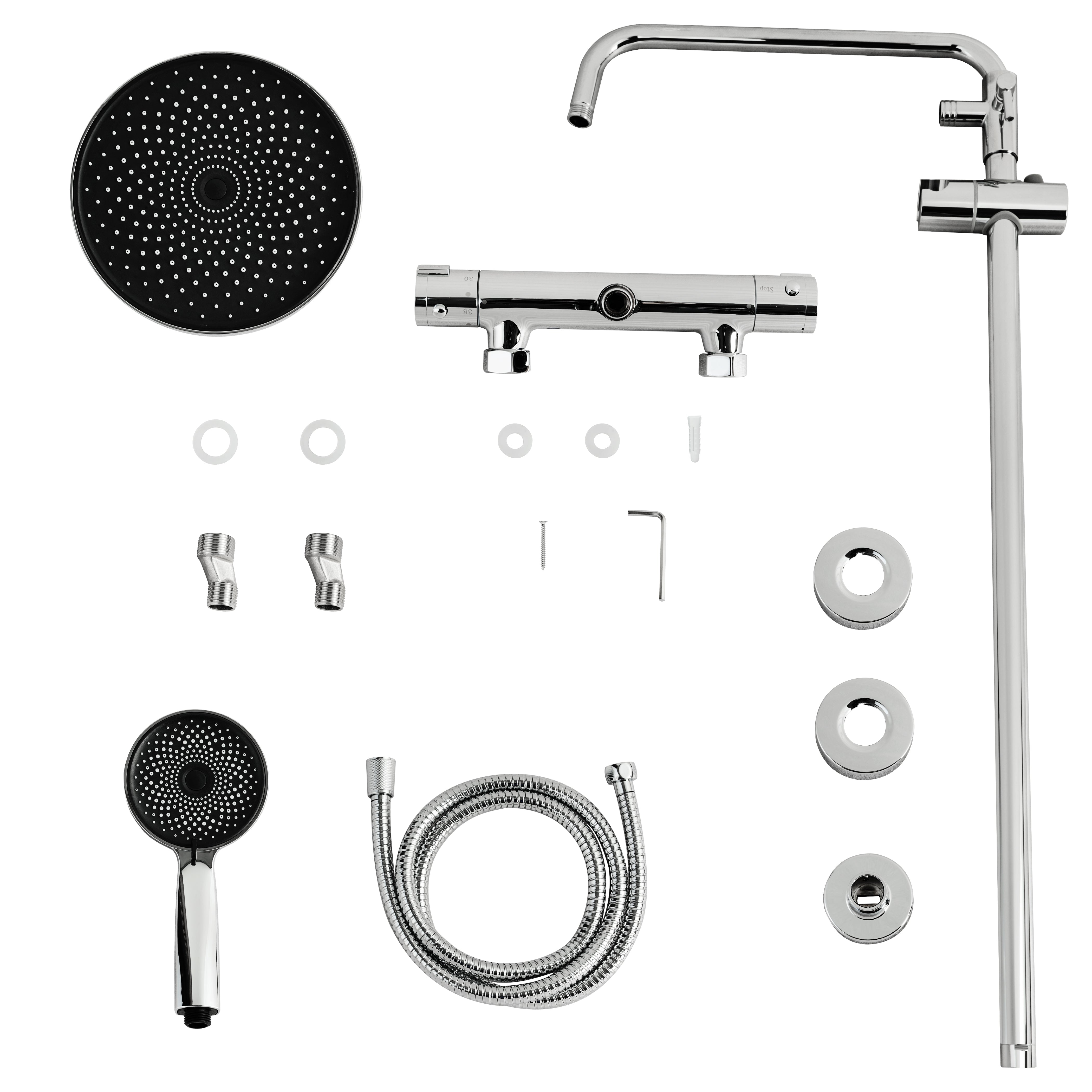 Regendouche Luno - Chroom met Thermostaatkraan - 25 cm - PRE-ORDER