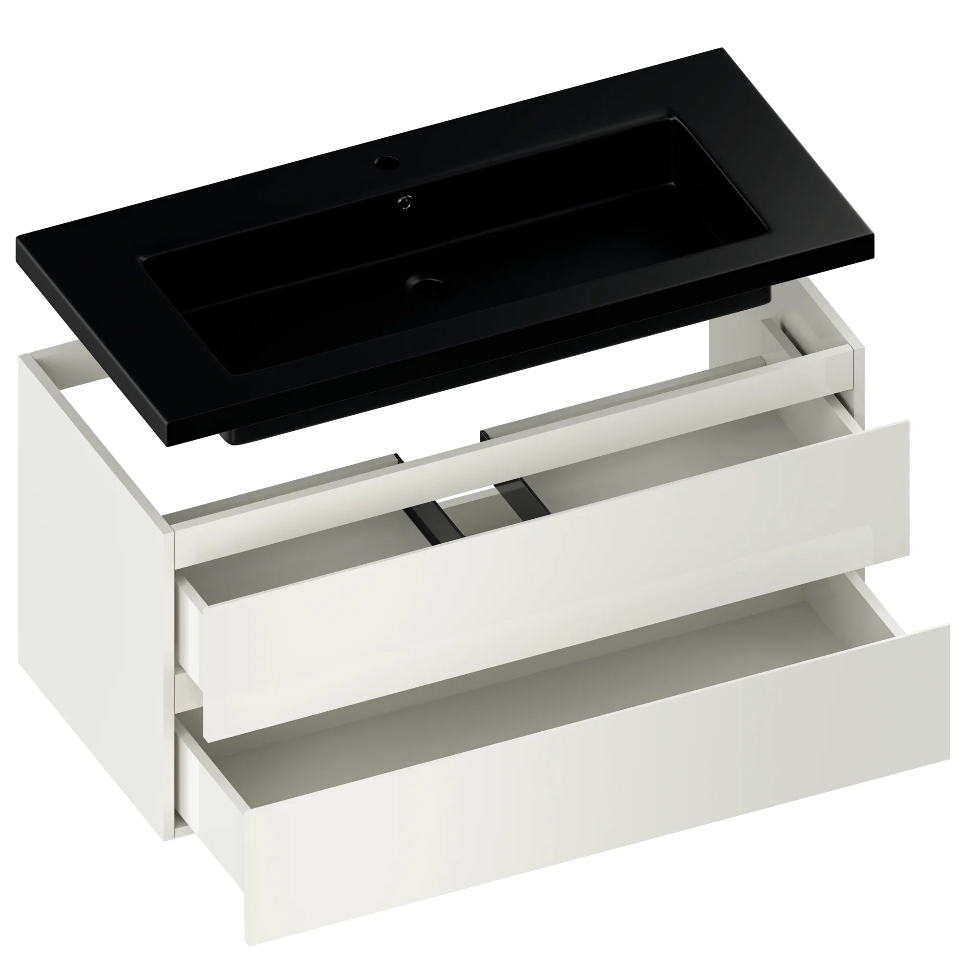 Badkamermeubel Sena - 100cm - Wit - Wastafel Zwart