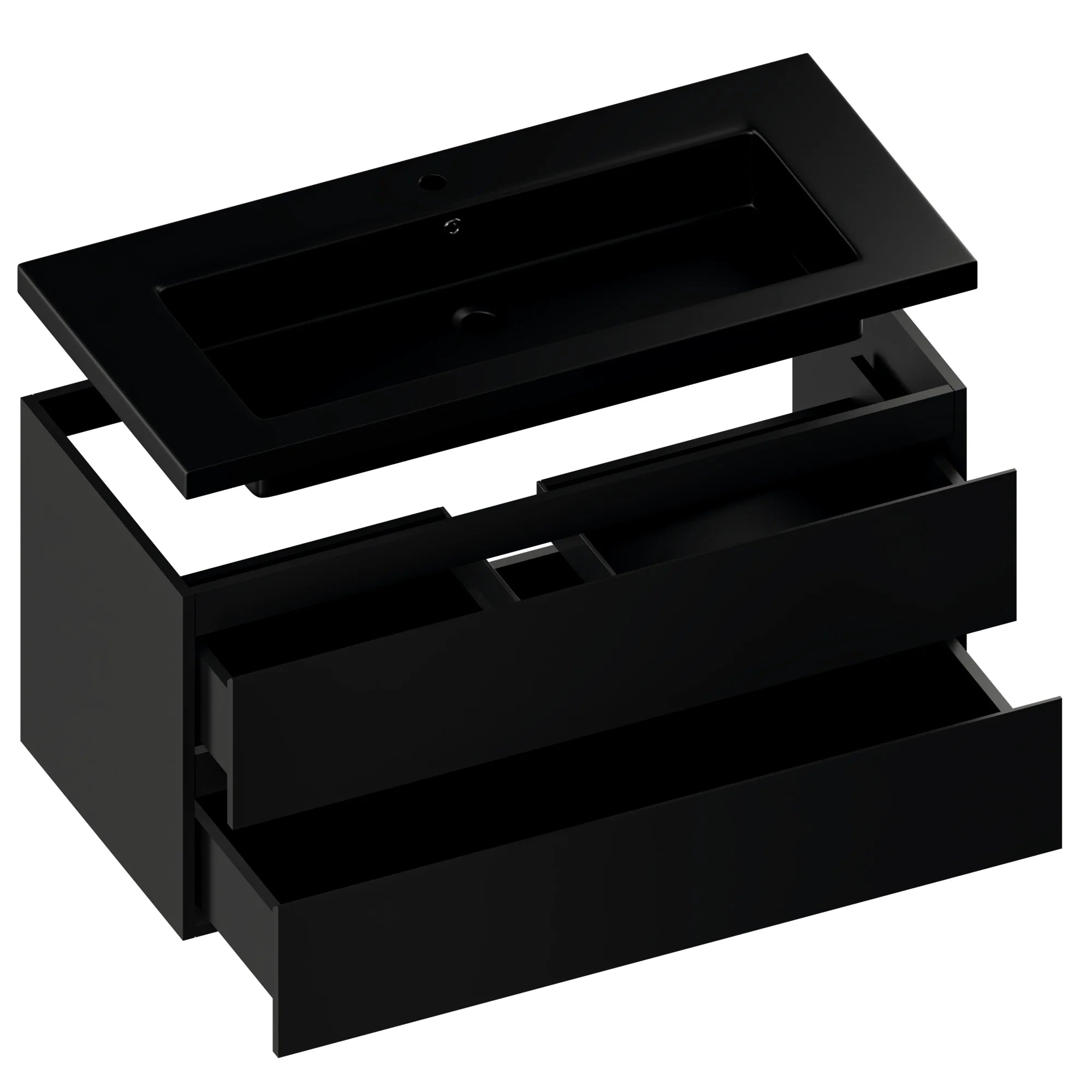 Badkamermeubel Sena - 100cm - Mat Zwart - Wastafel Zwart - PRE-ORDER