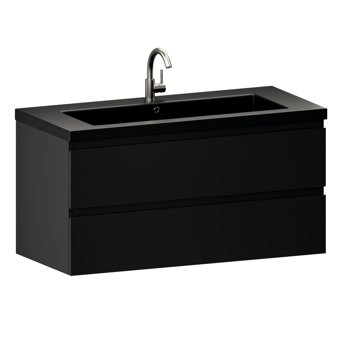 Badkamermeubel Sena - 100cm - Mat Zwart - Wastafel Zwart