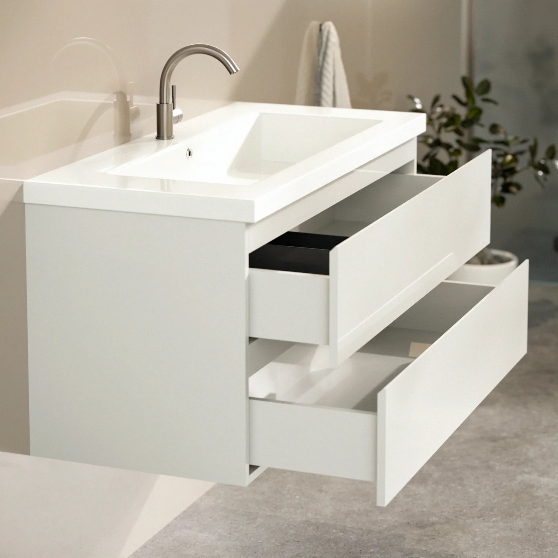 Badkamermeubel Sena - 100cm - Wit - Wastafel Wit - PRE-ORDER