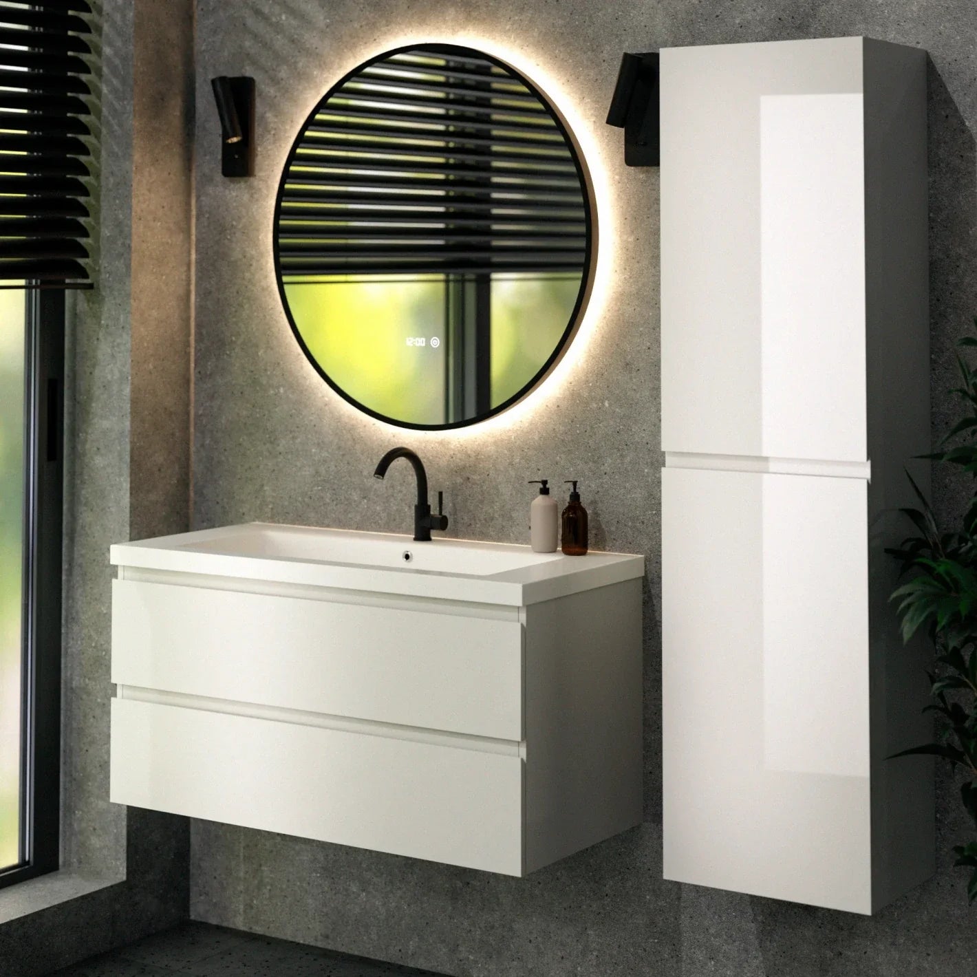 Badkamermeubel set London - 100cm - Wit - Wastafel Wit - PRE-ORDER