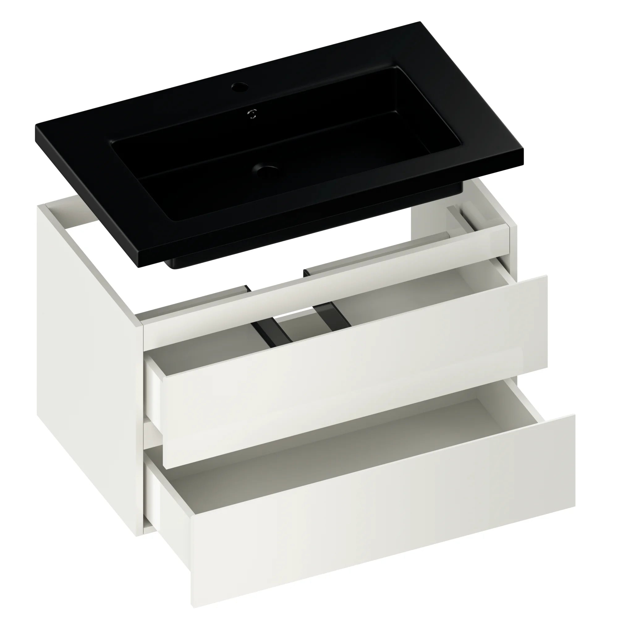 Badkamermeubel Sova - 80cm - Wit - Wastafel Zwart - PRE-ORDER