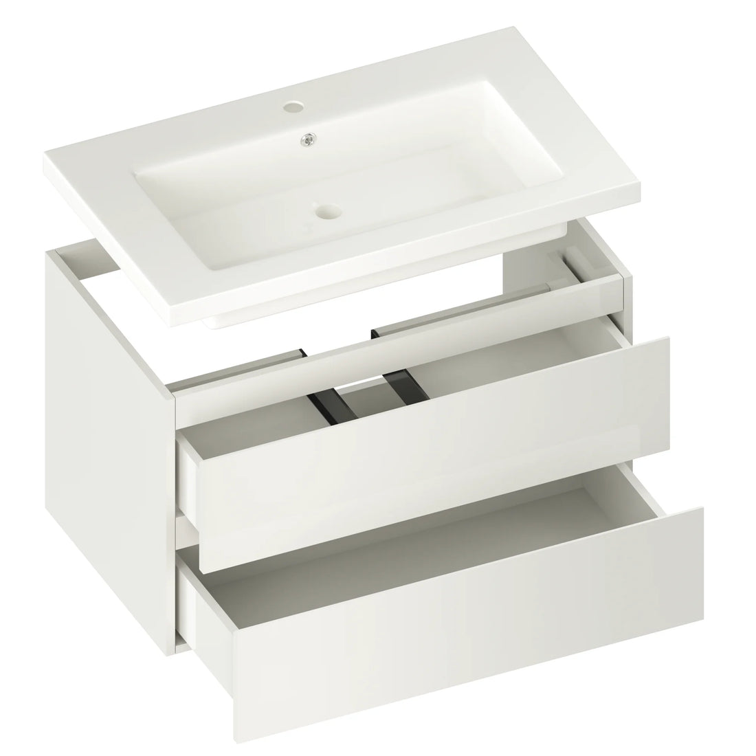 Badkamermeubel Sova - 80cm - Glanzend wit - Wastafel Wit