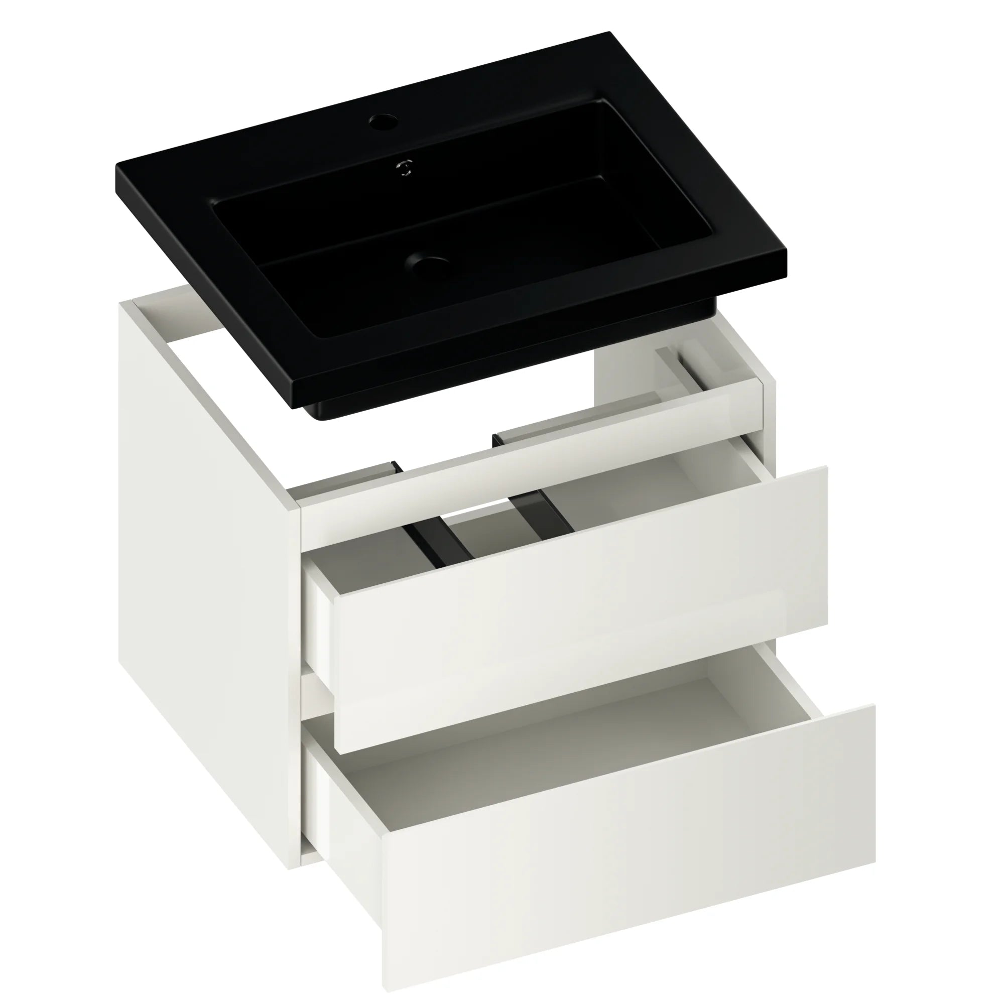 Badkamermeubel Karo - 60cm - Wit - Wastafel Zwart