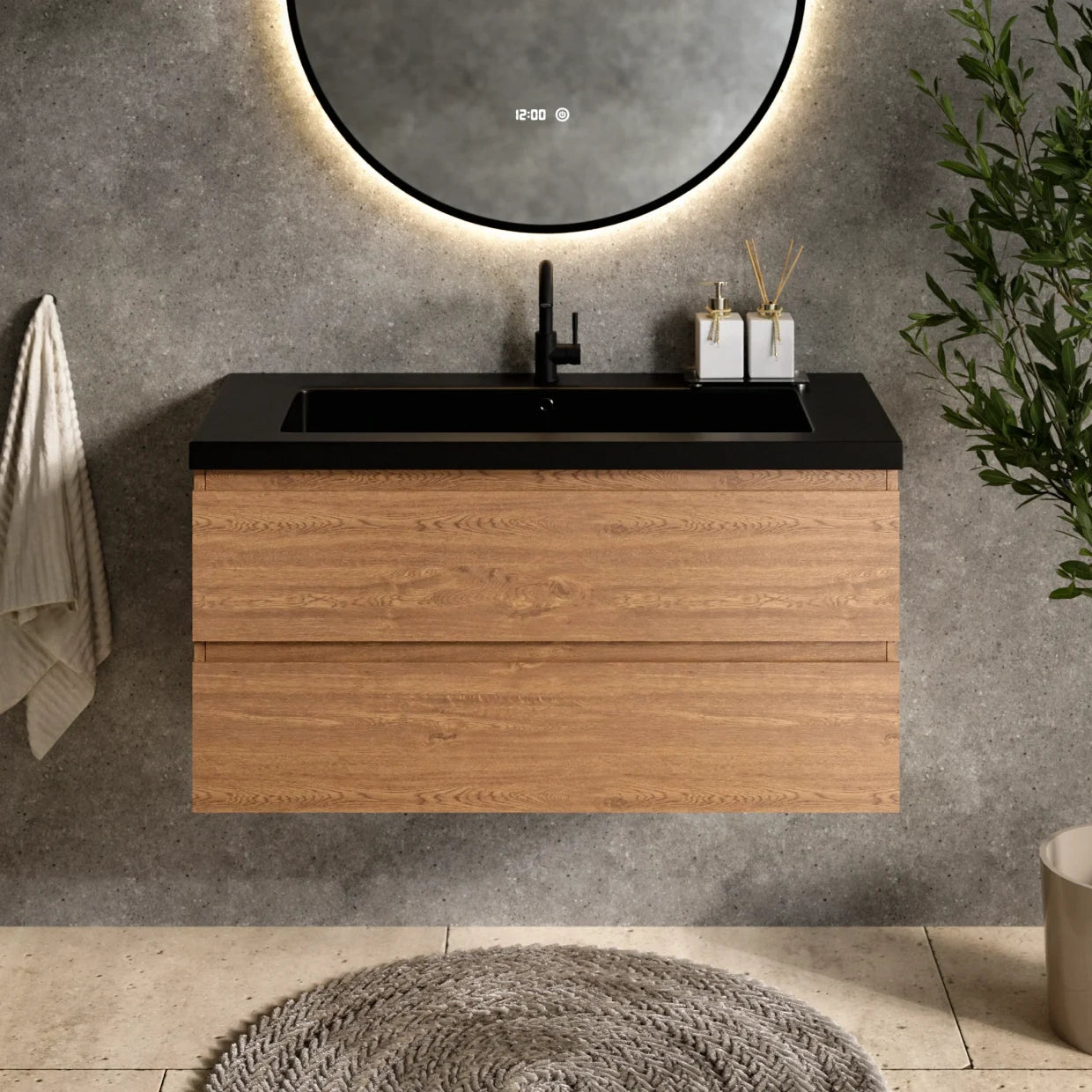 Badkamermeubel Sena - 100cm - Warm Eiken