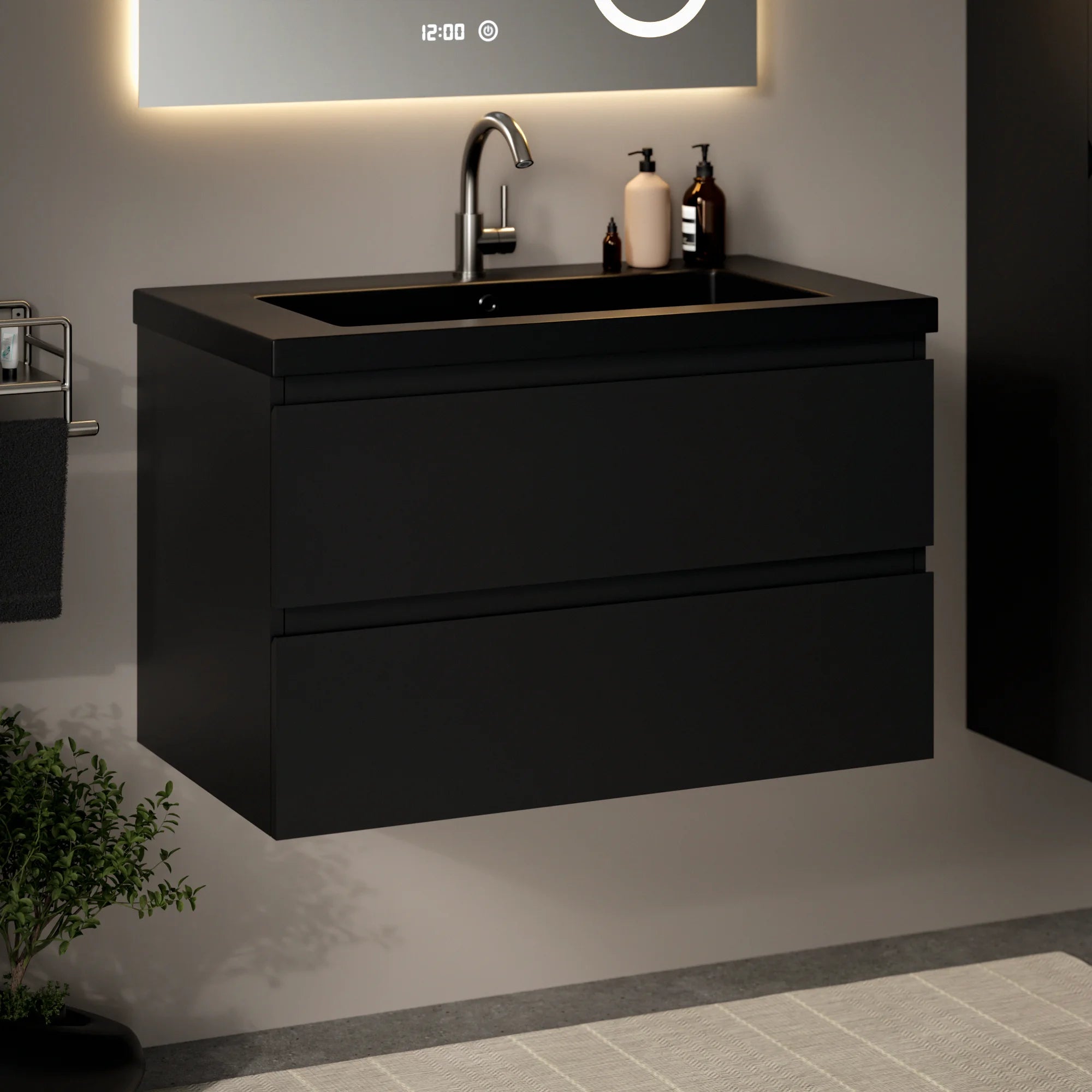 Badkamermeubel Sova - 80cm - Zwart