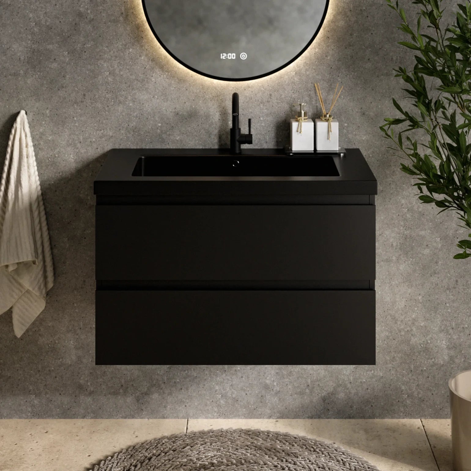 Badkamermeubel Sova - 80cm - Zwart