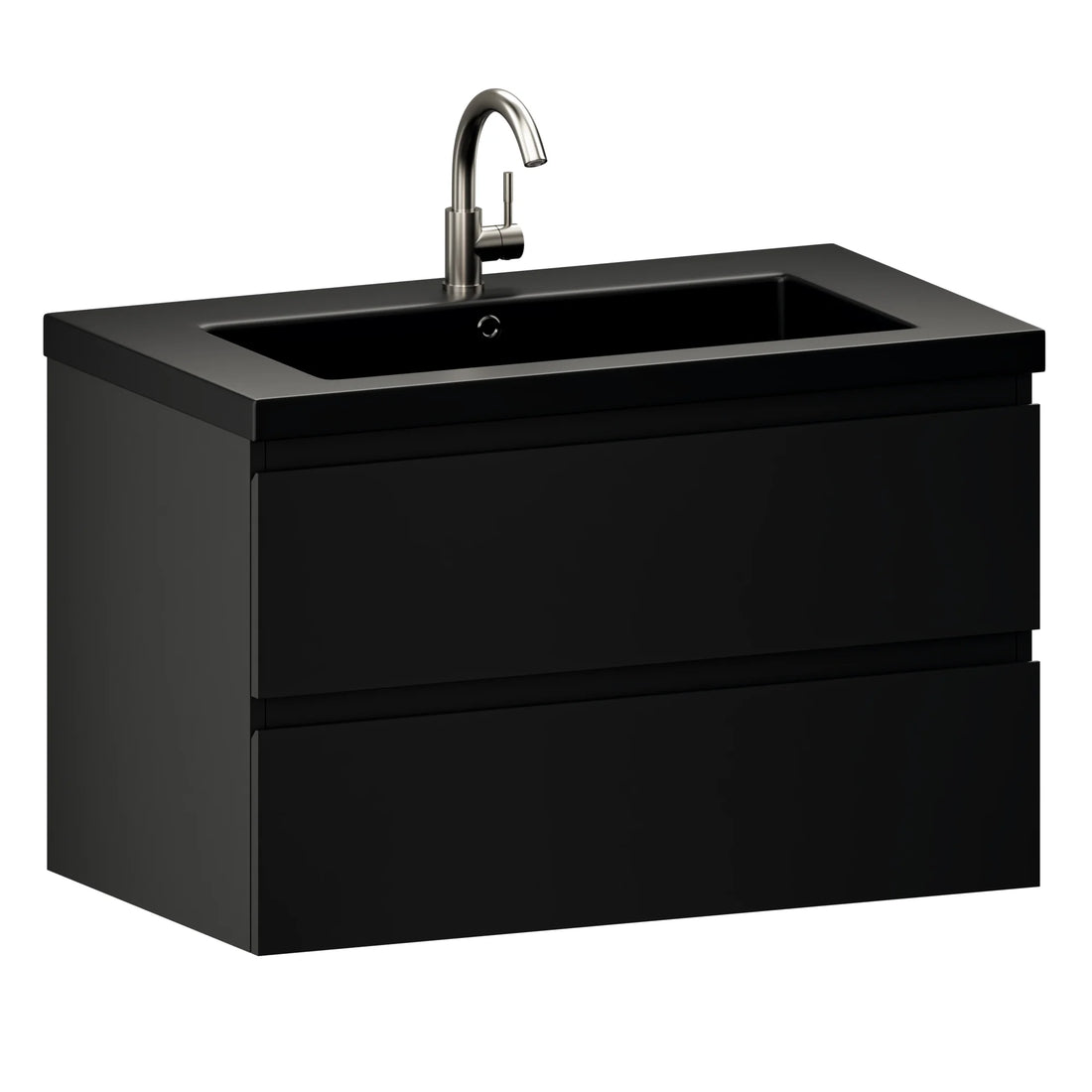 Badkamermeubel Sova - 80cm - Mat Zwart - Wastafel Zwart