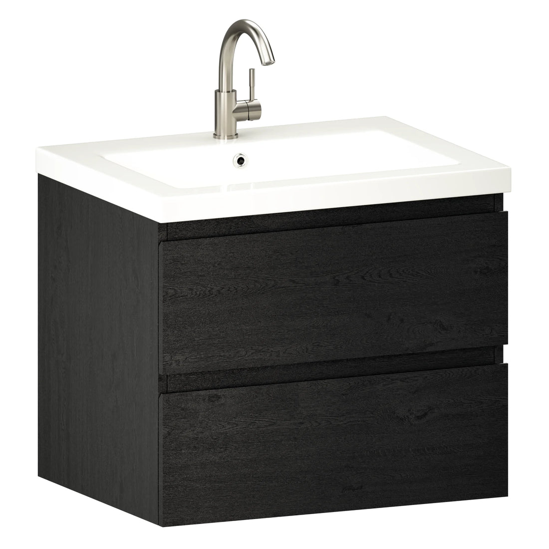 Badkamermeubel Karo - 60cm - Zwart Eiken - Wastafel Wit