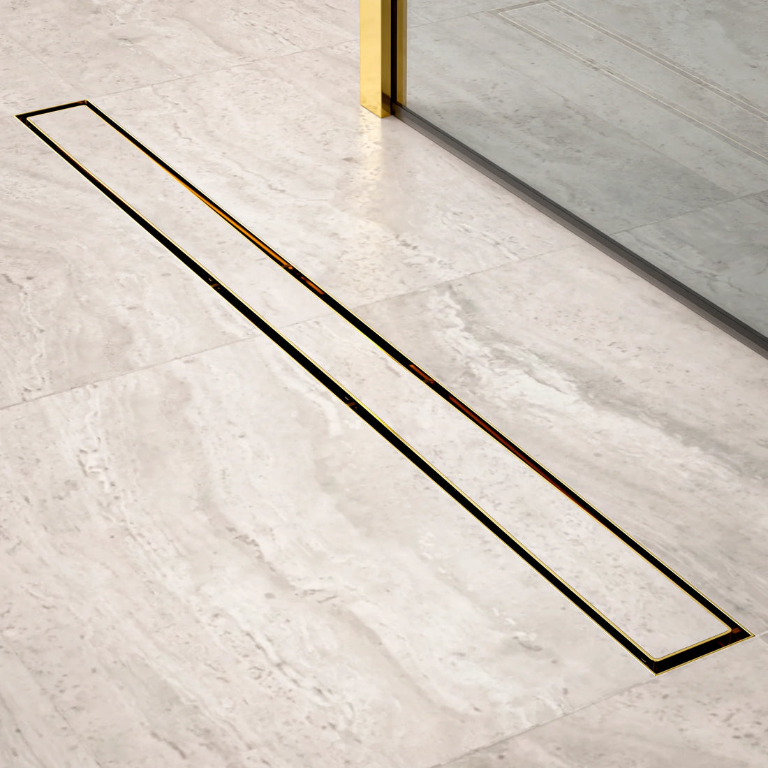 Douchegoot - 90cm - Goud - Tegelrooster - RVS - Met Flens