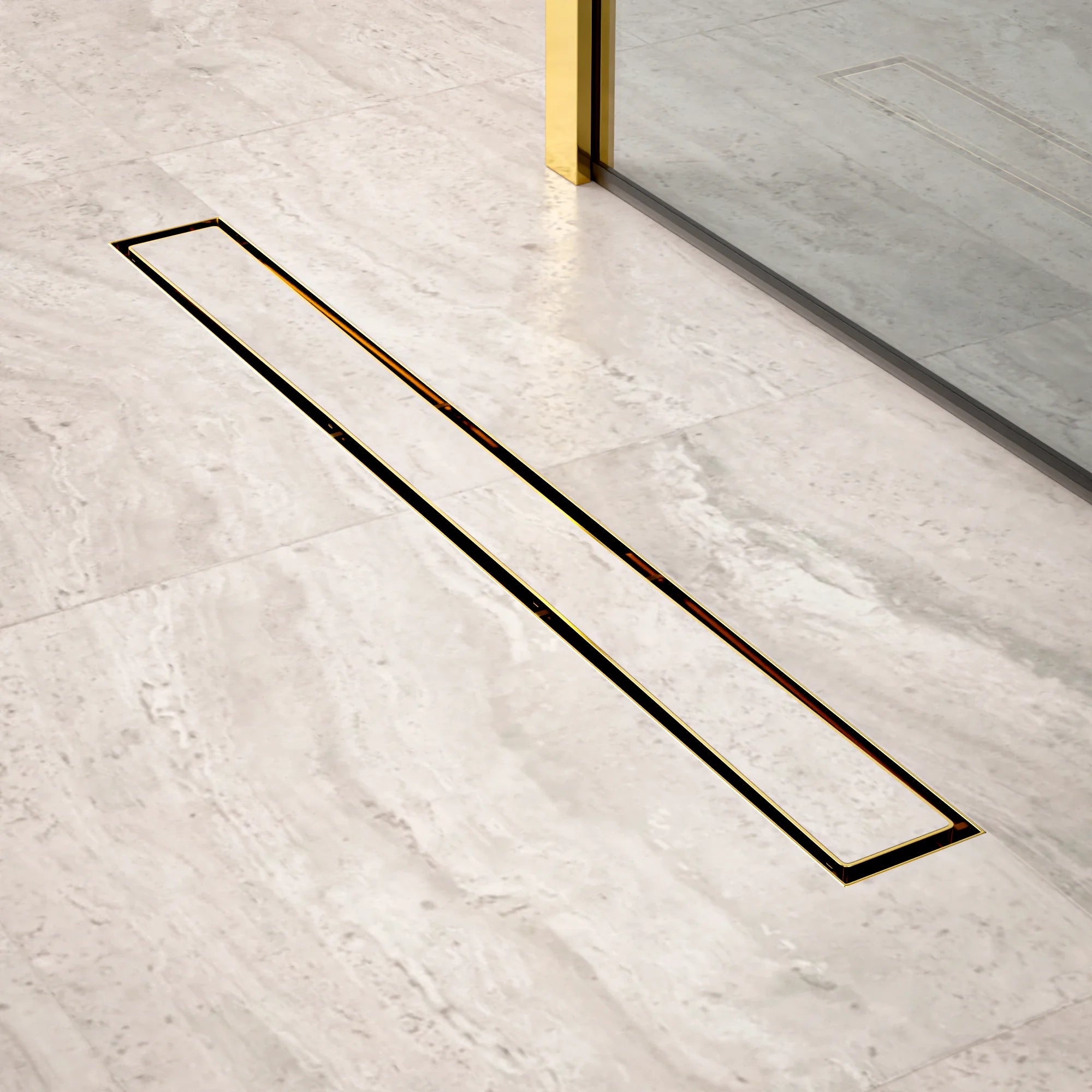 Douchegoot - 70cm - Goud - Tegelrooster - RVS - Met Flens