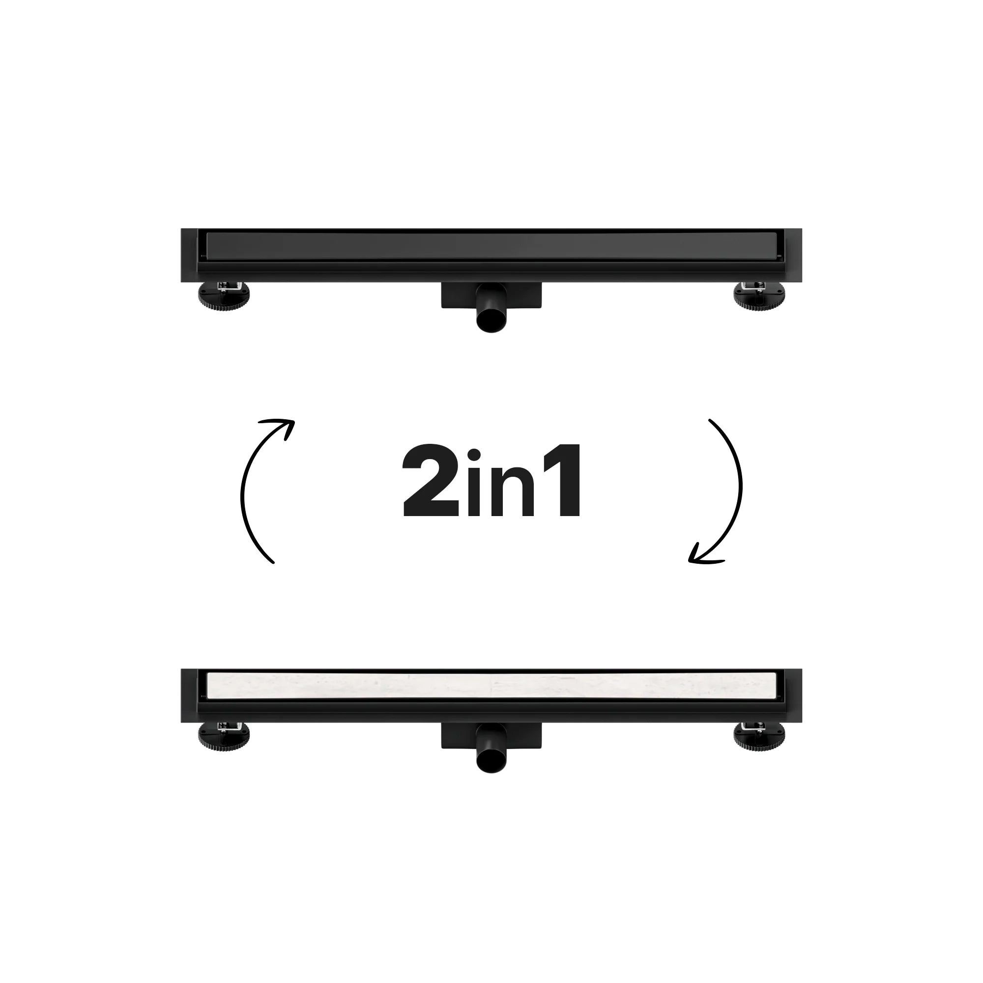 Douchegoot - 70cm - Mat Zwart - Tegelrooster - RVS - Met Flens